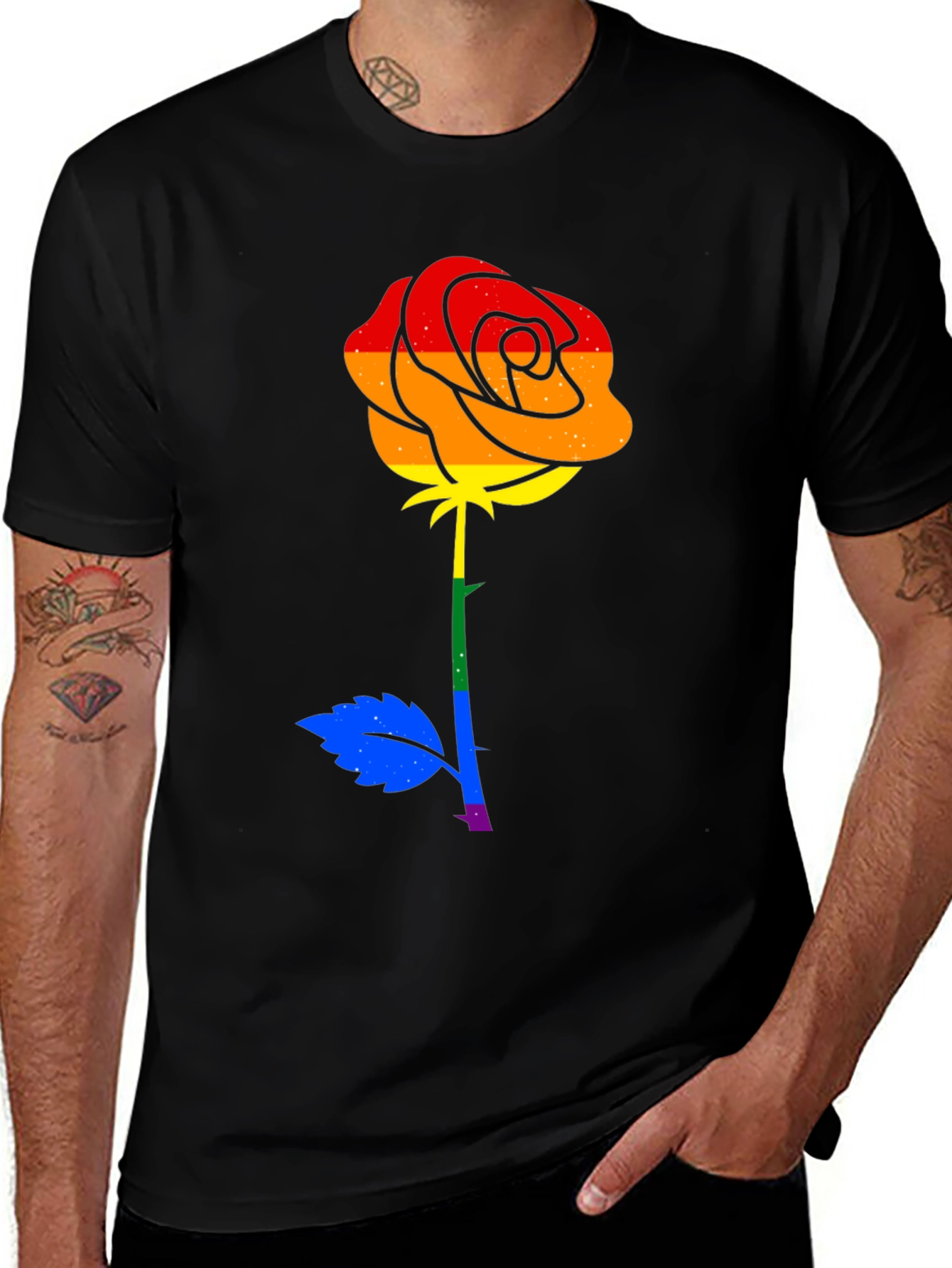 Pride Rose Graphic Tee - Black