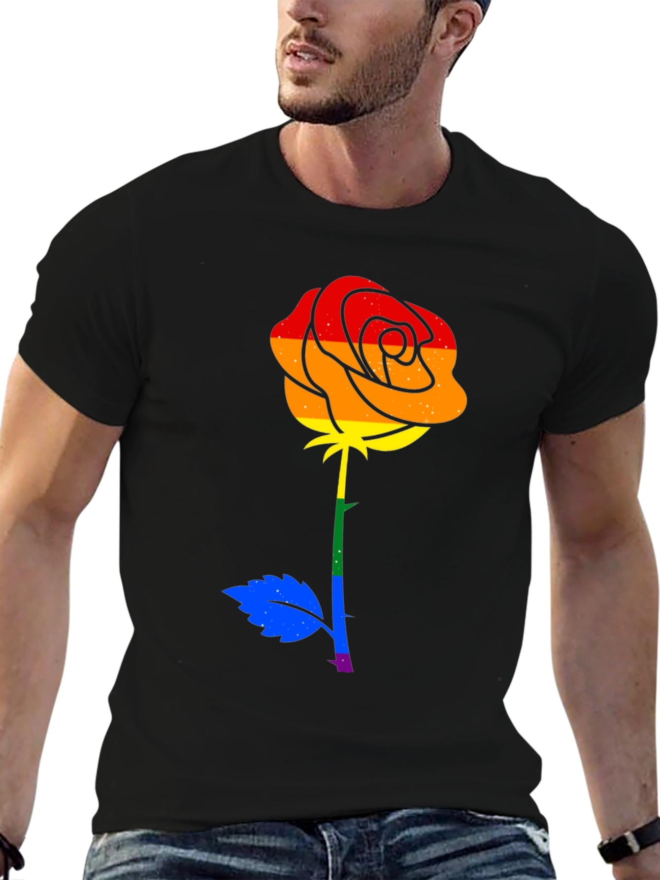 Pride Rose Graphic Tee - Black