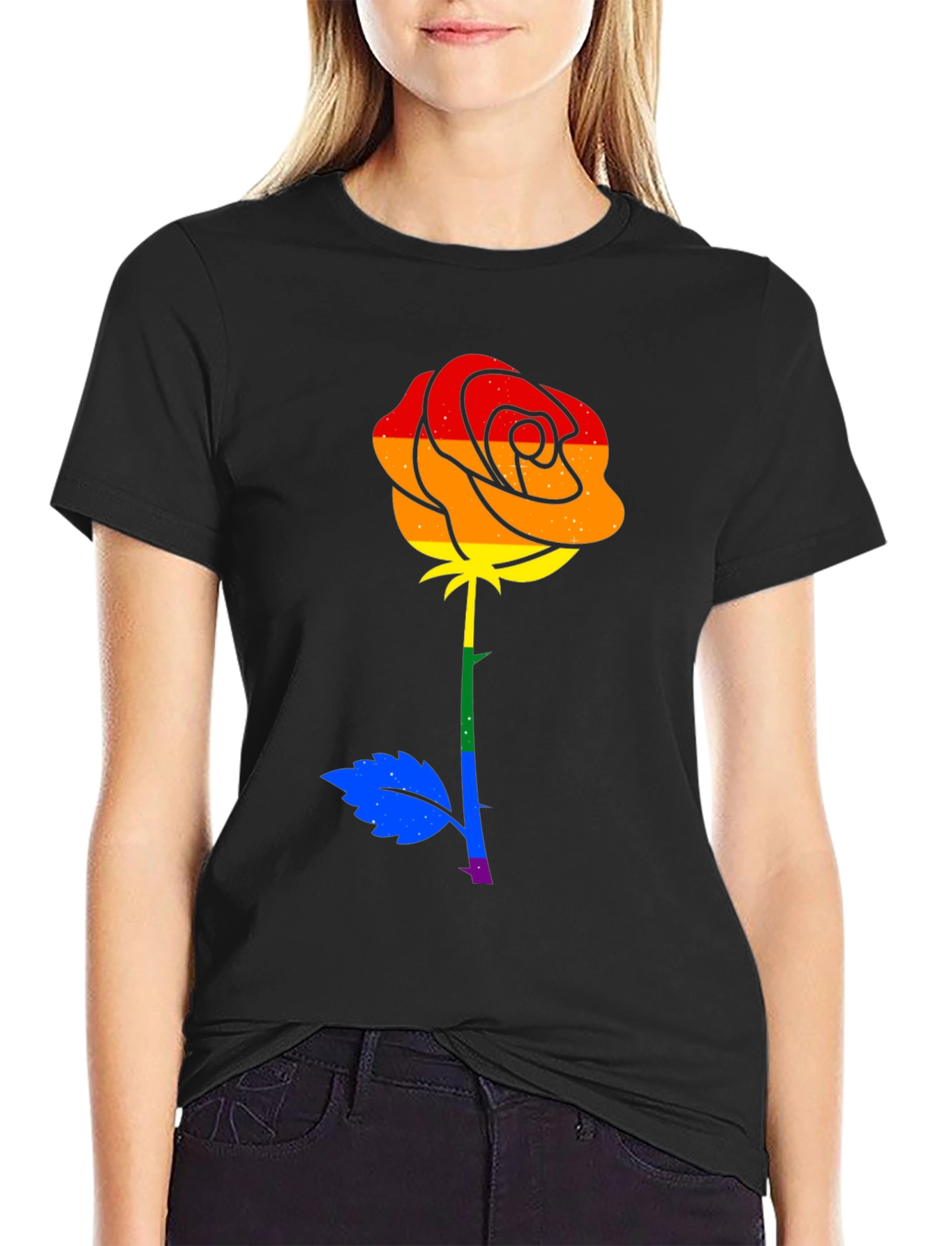Pride Rose Graphic Tee - Black