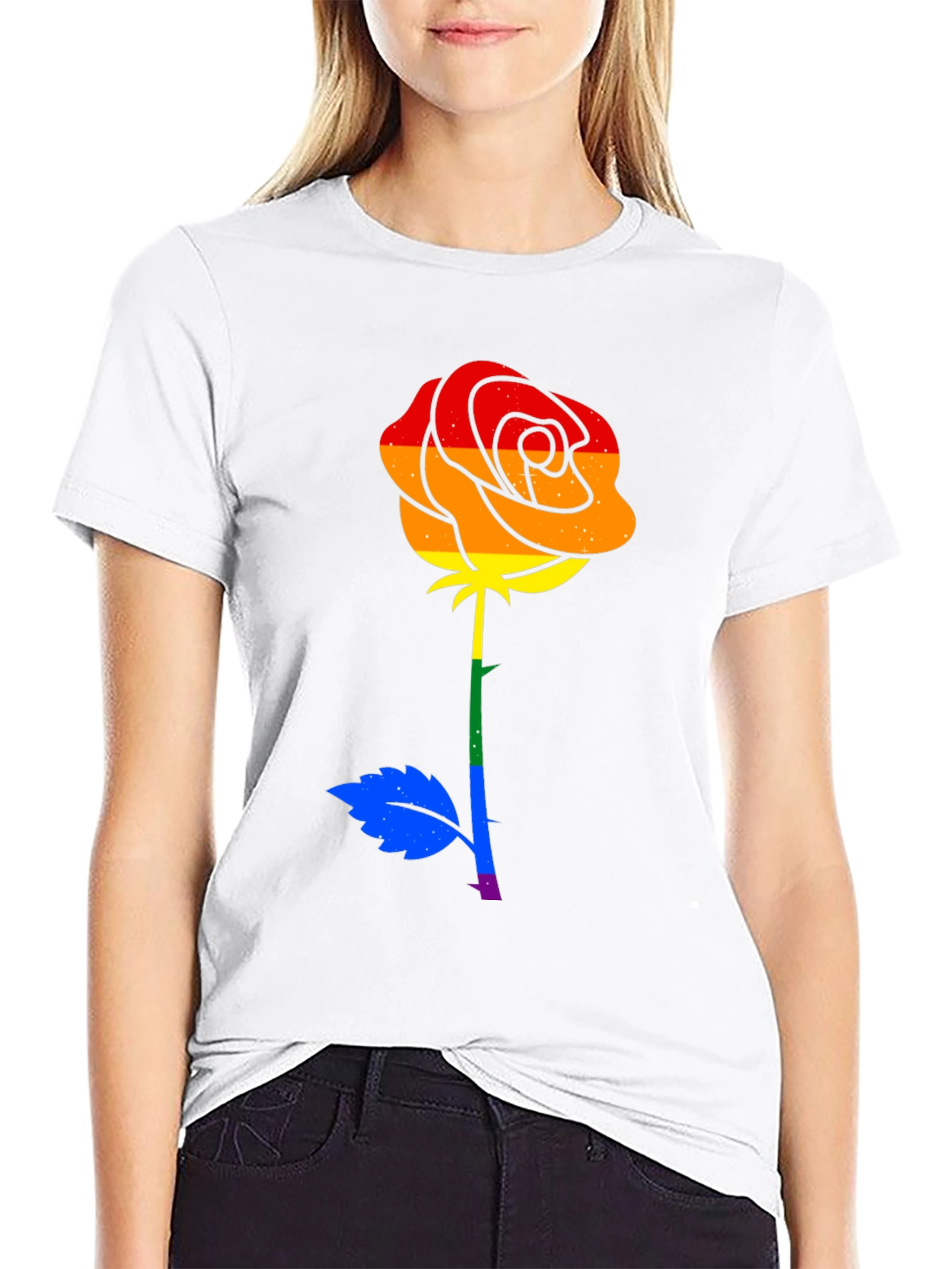Pride Rose Graphic Tee - Black