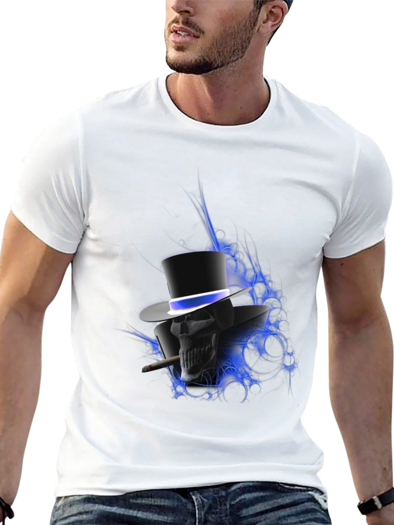 Skull in Top Hat Graphic T-Shirt