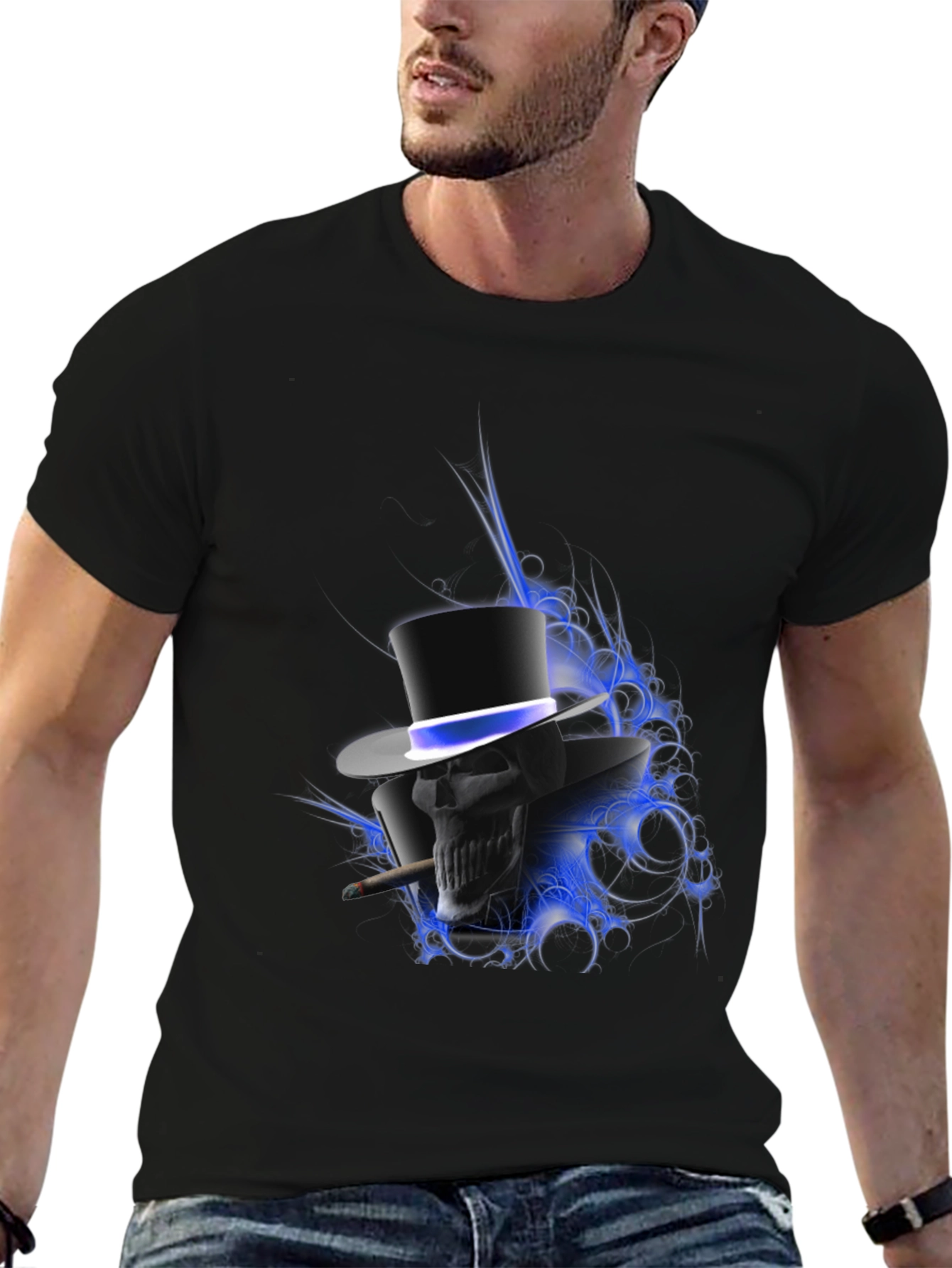 Skull in Top Hat Graphic T-Shirt