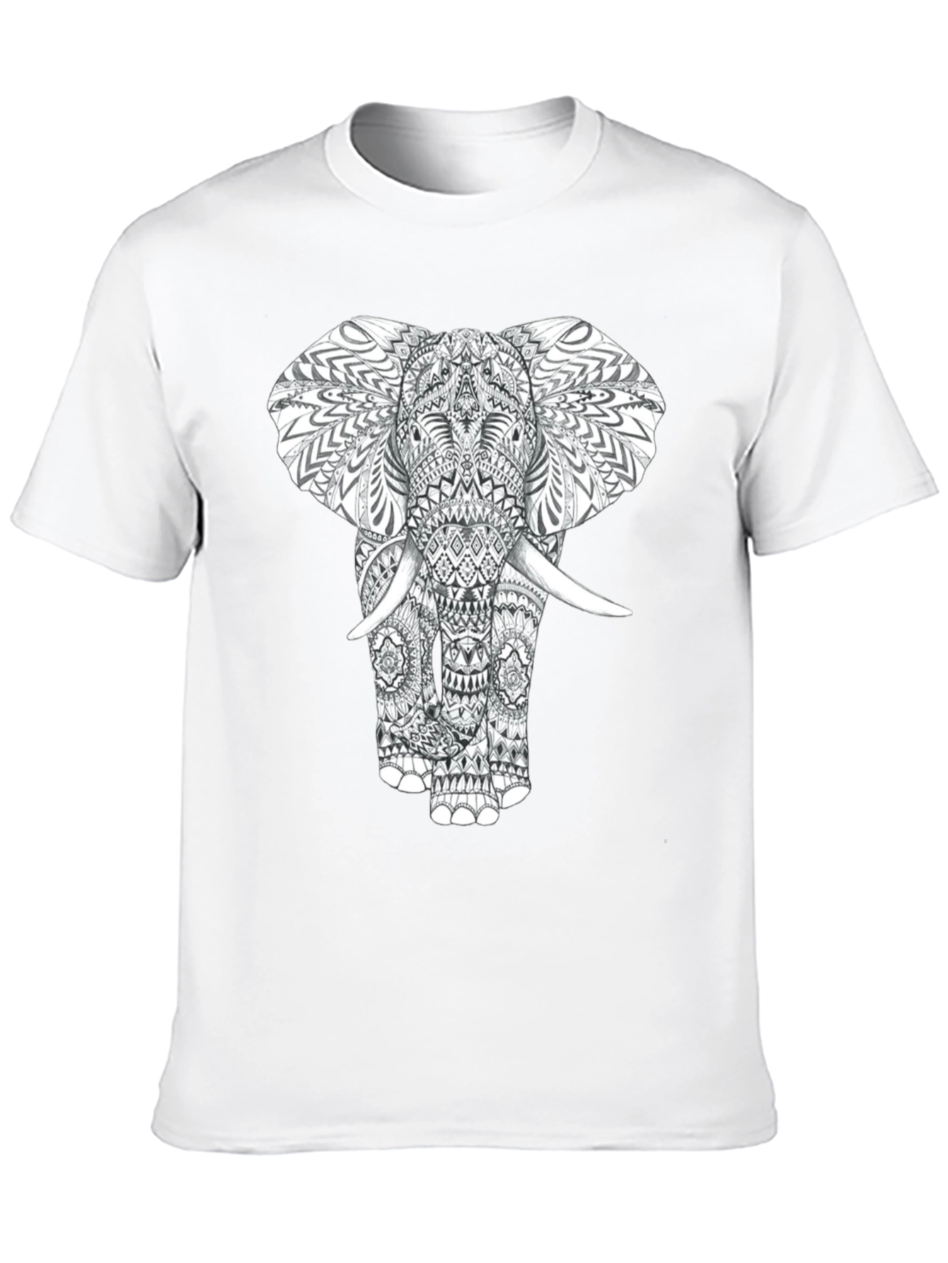 Elephant Graphic Print Mens Black T-Shirt
