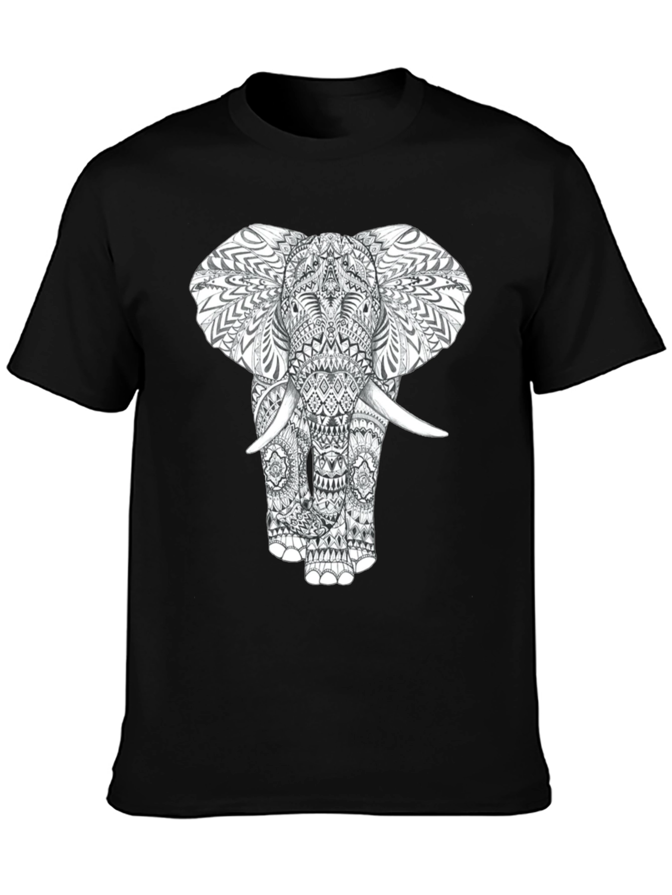 Elephant Graphic Print Mens Black T-Shirt