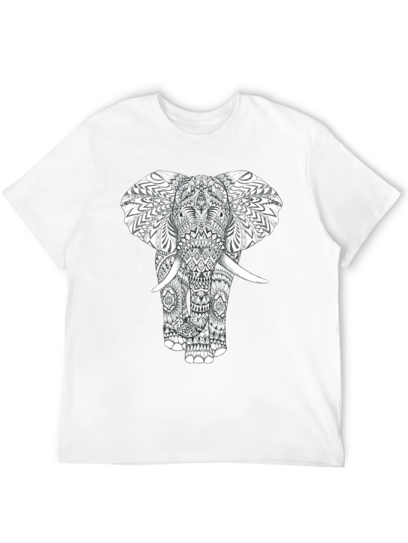 Elephant Graphic Print Mens Black T-Shirt