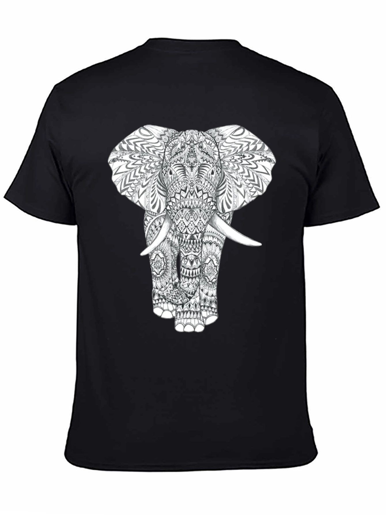 Elephant Graphic Print Mens Black T-Shirt