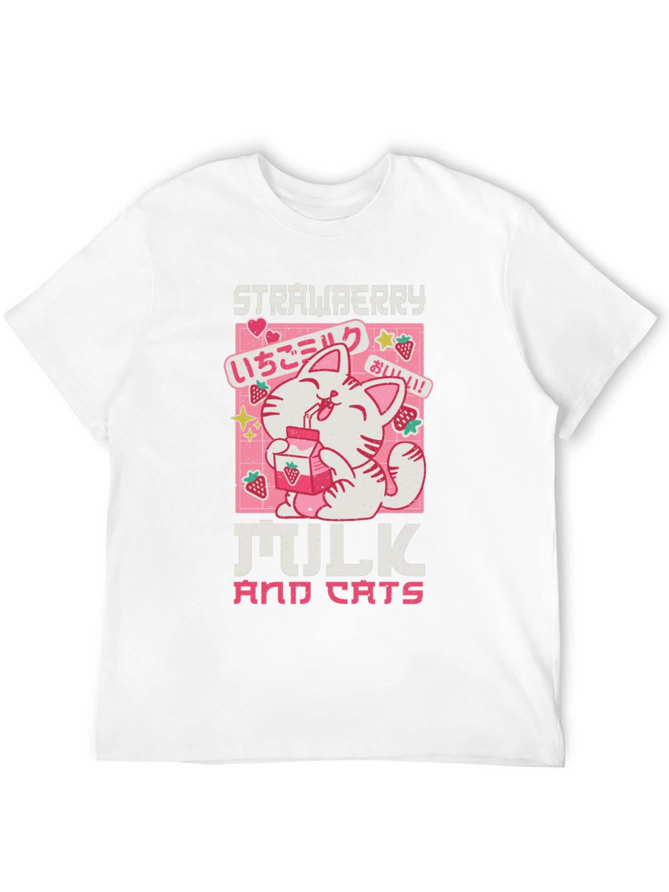 Strawberry Milk and Cats T-Shirt - Anime Kawaii Tee