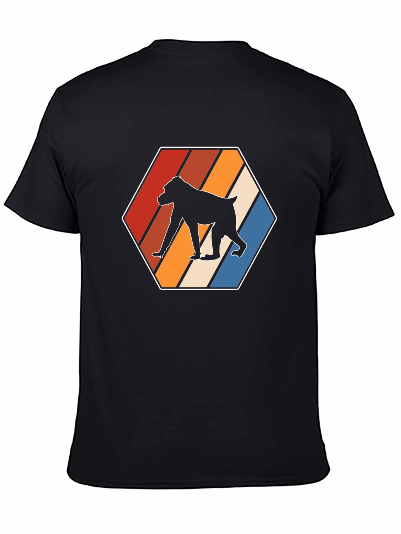 Retro Baboon Graphic Tee - Cool Hexagon Design
