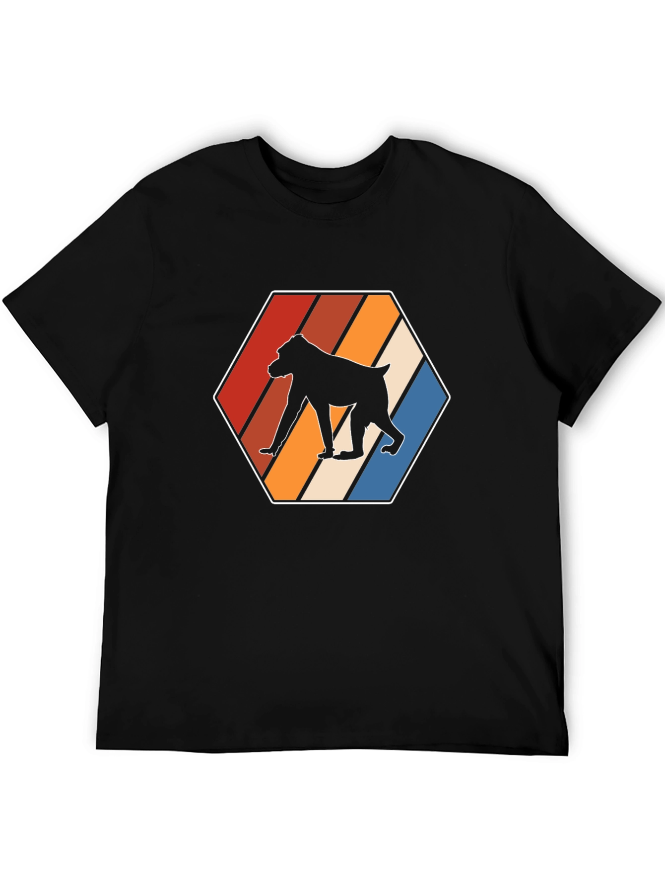Retro Baboon Graphic Tee - Cool Hexagon Design
