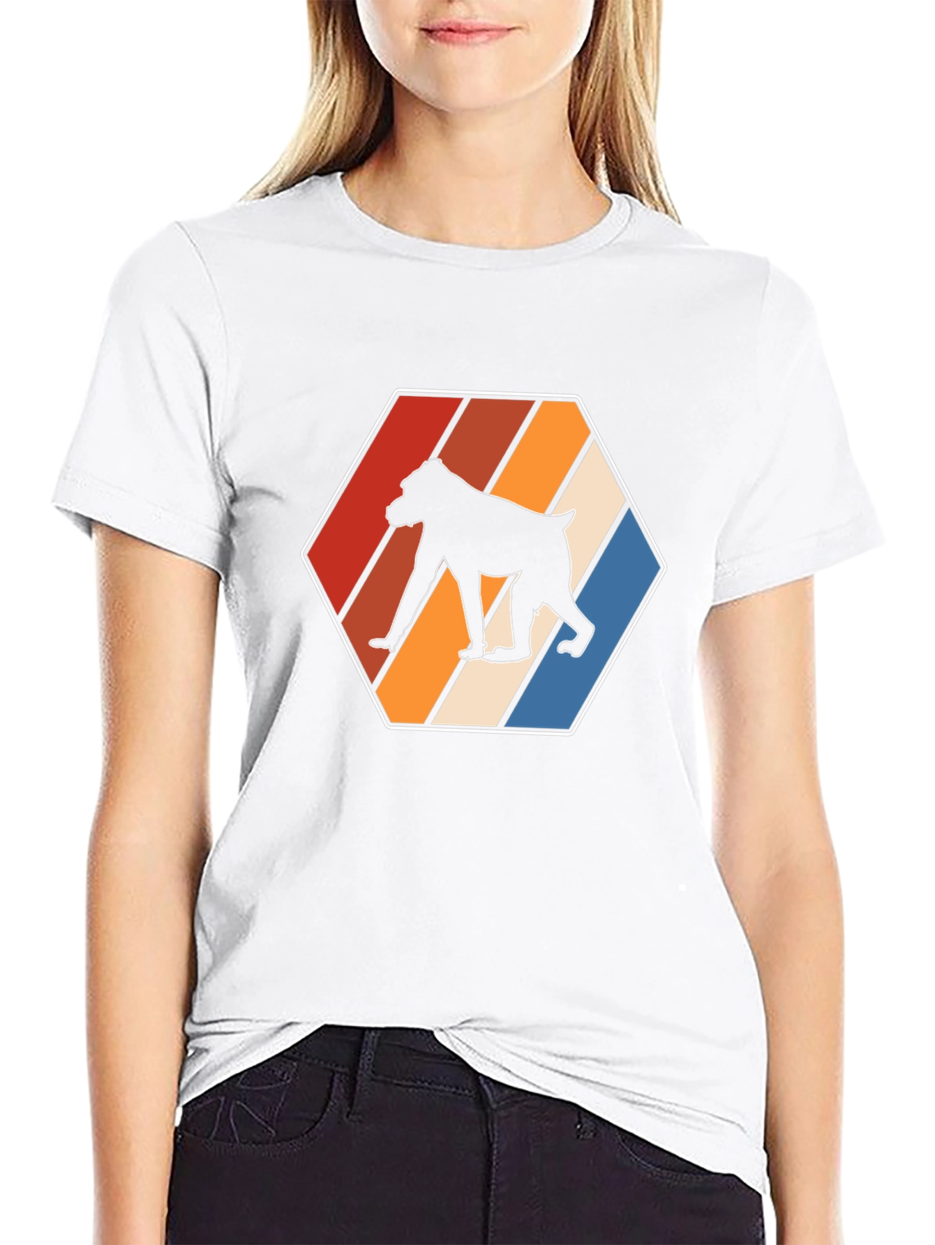 Retro Baboon Graphic Tee - Cool Hexagon Design