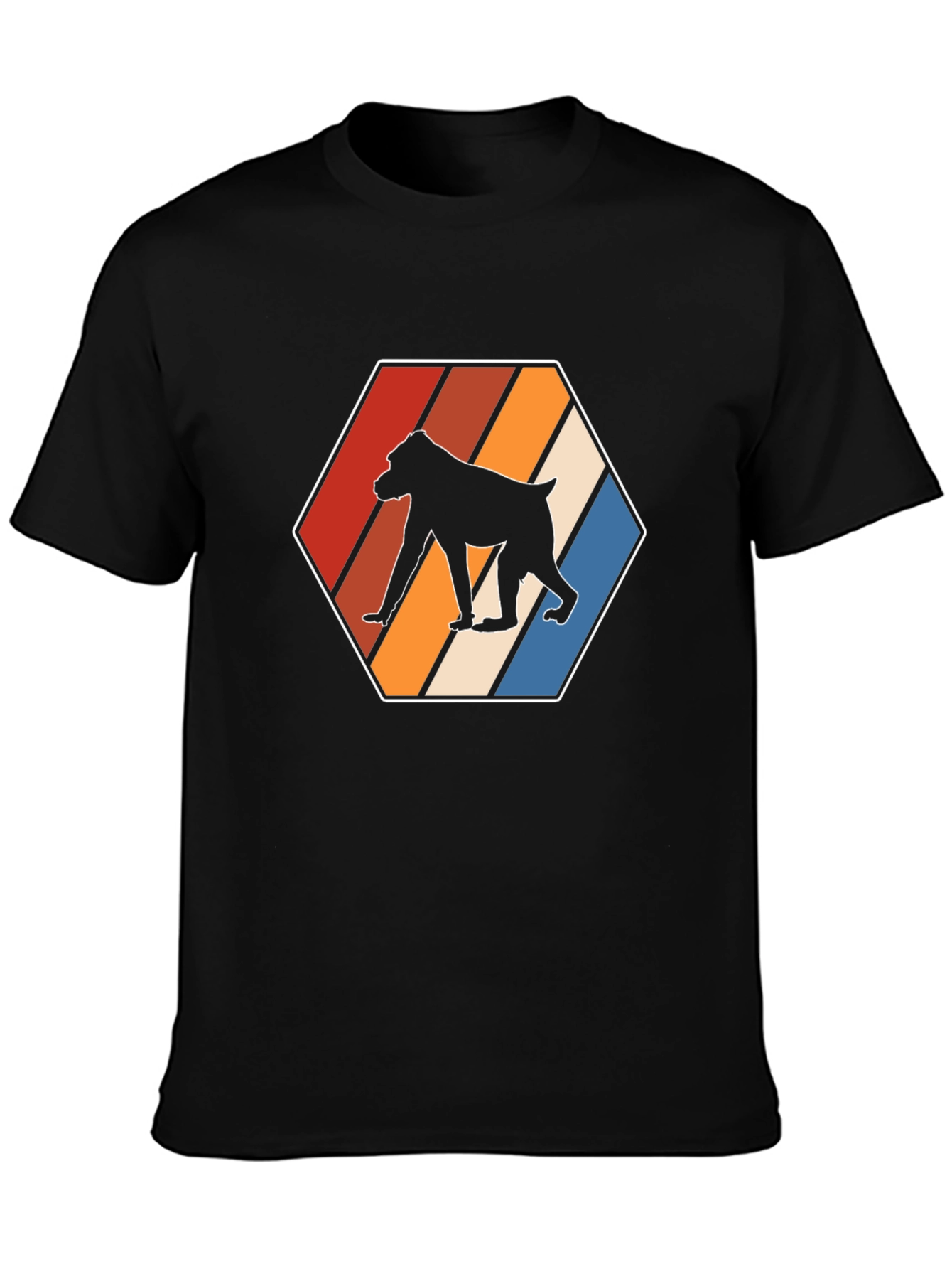 Retro Baboon Graphic Tee - Cool Hexagon Design