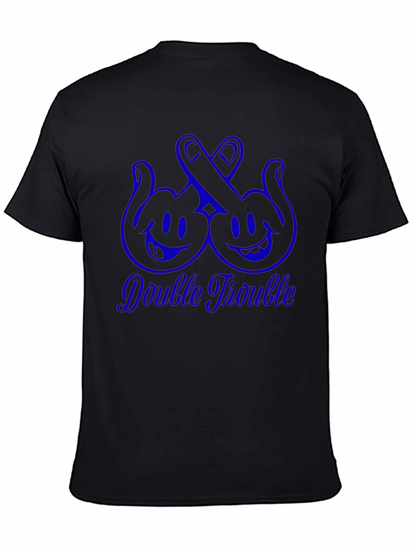 Double Trouble Graphic Tee - Black Cotton T-Shirt