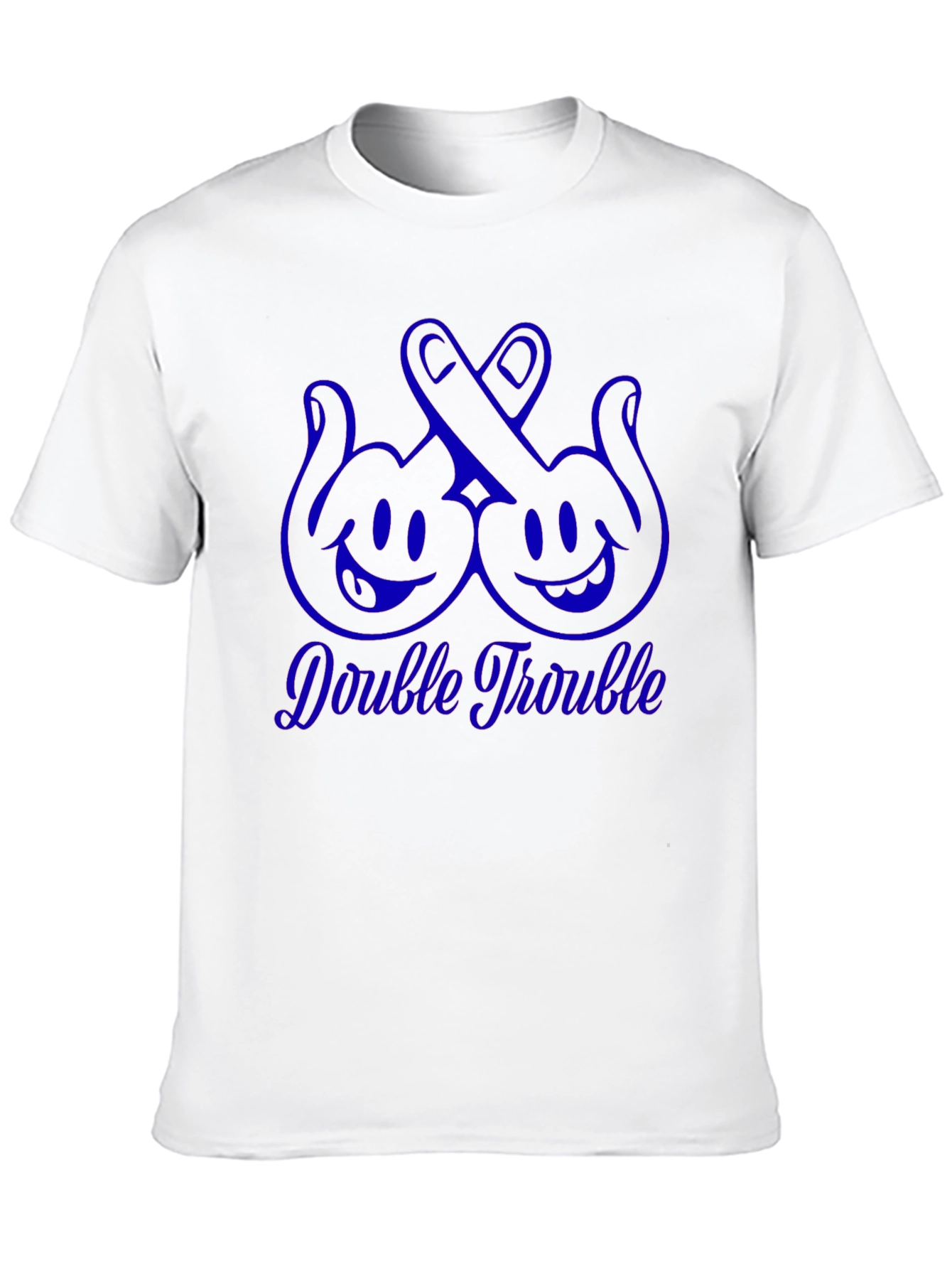 Double Trouble Graphic Tee - Black Cotton T-Shirt