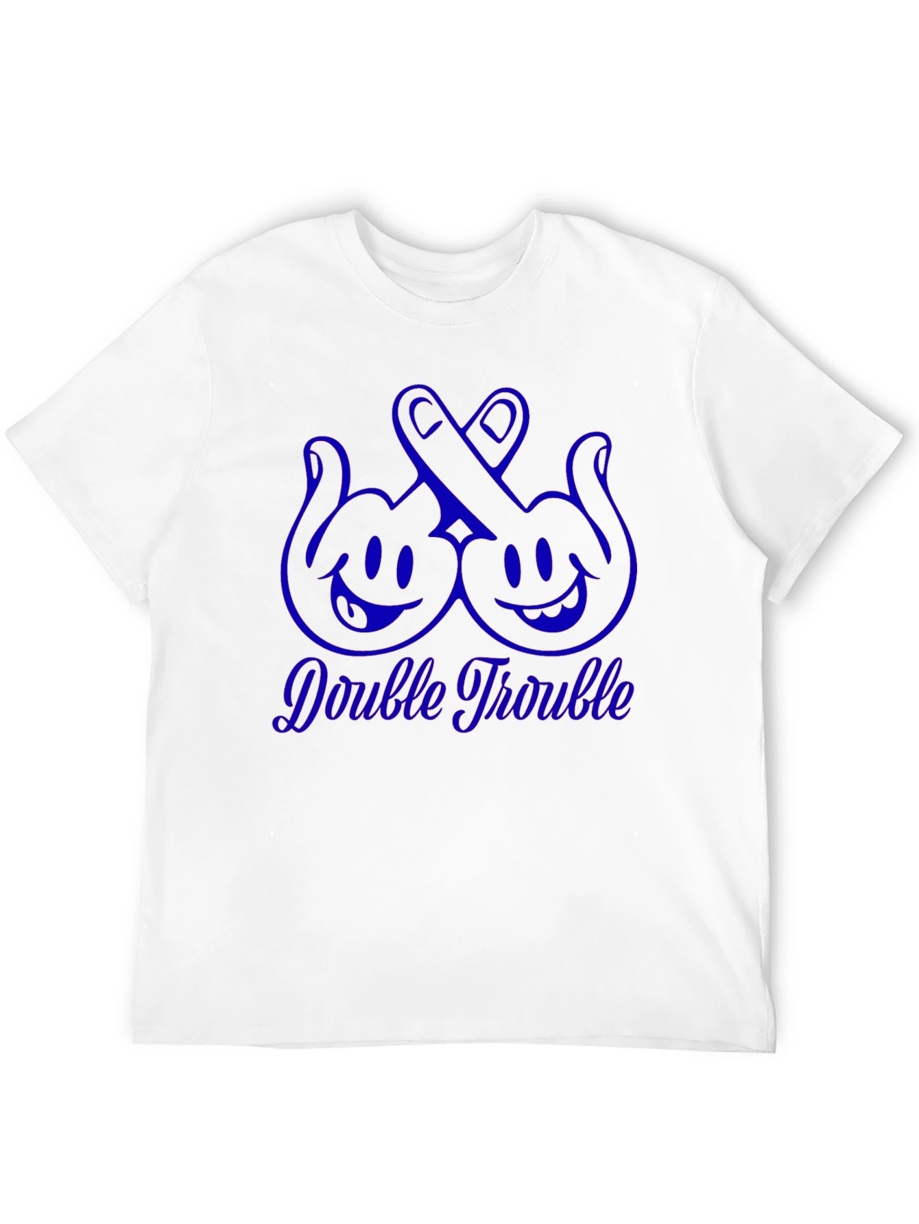 Double Trouble Graphic Tee - Black Cotton T-Shirt