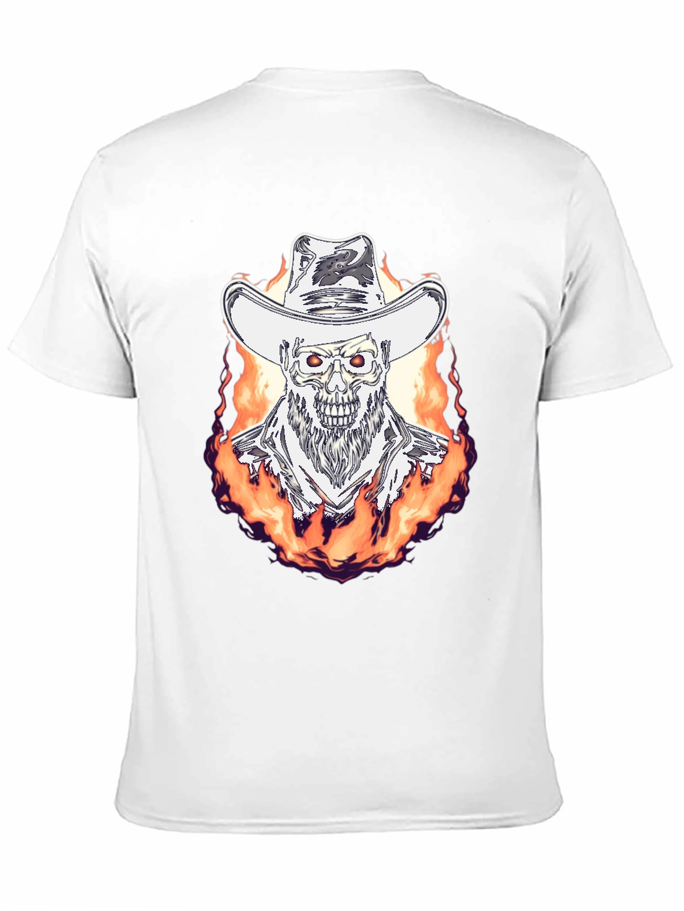 Flaming Cowboy Skull Graphic Tee - Black