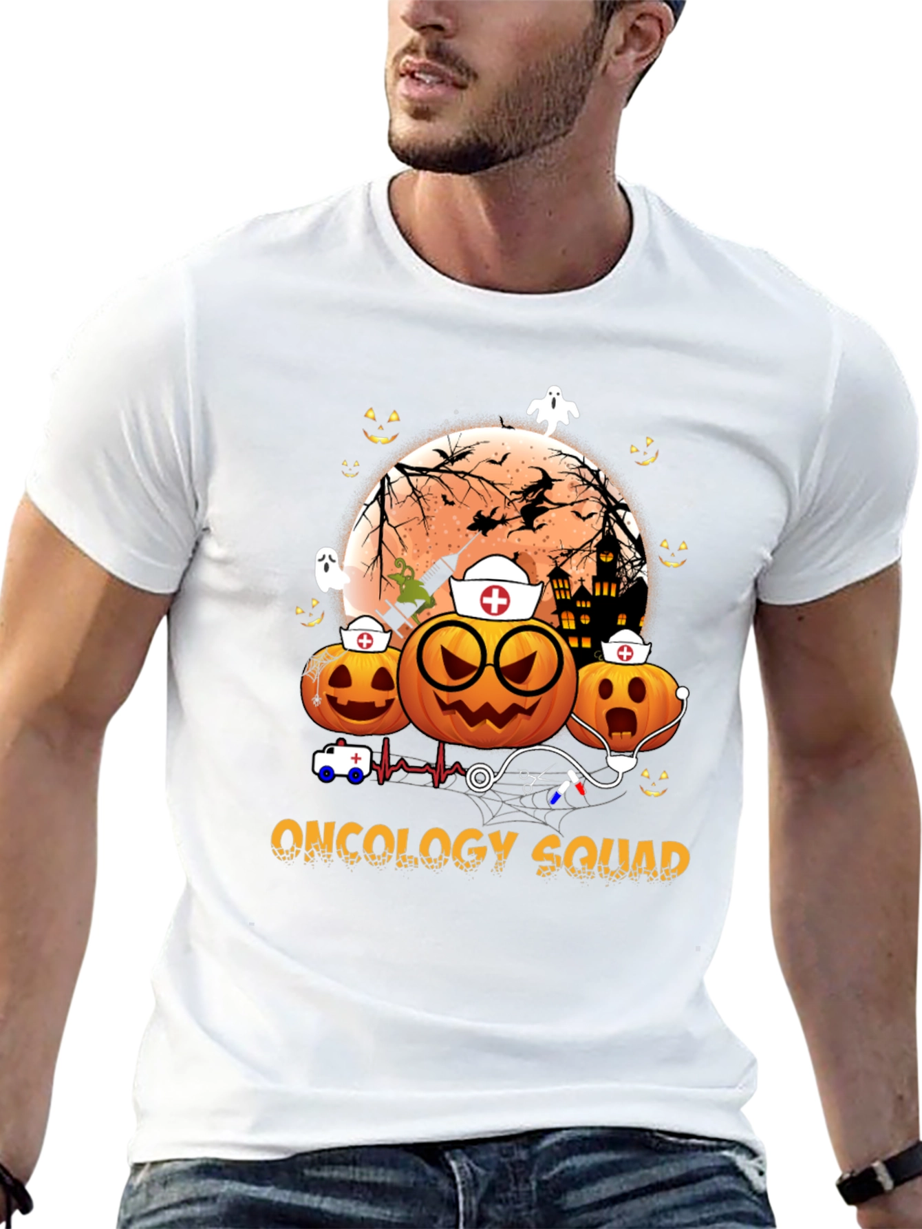 Oncology Squad Halloween Pumpkin Nurse T-Shirt