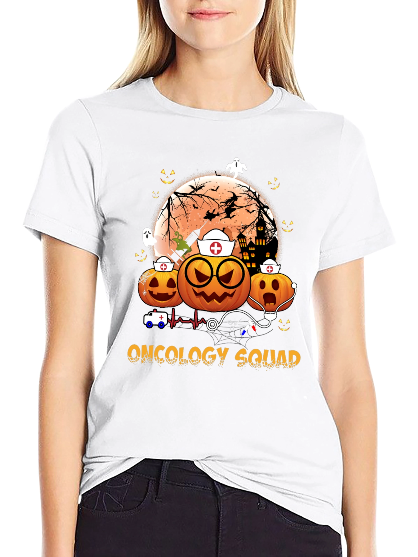 Oncology Squad Halloween Pumpkin Nurse T-Shirt