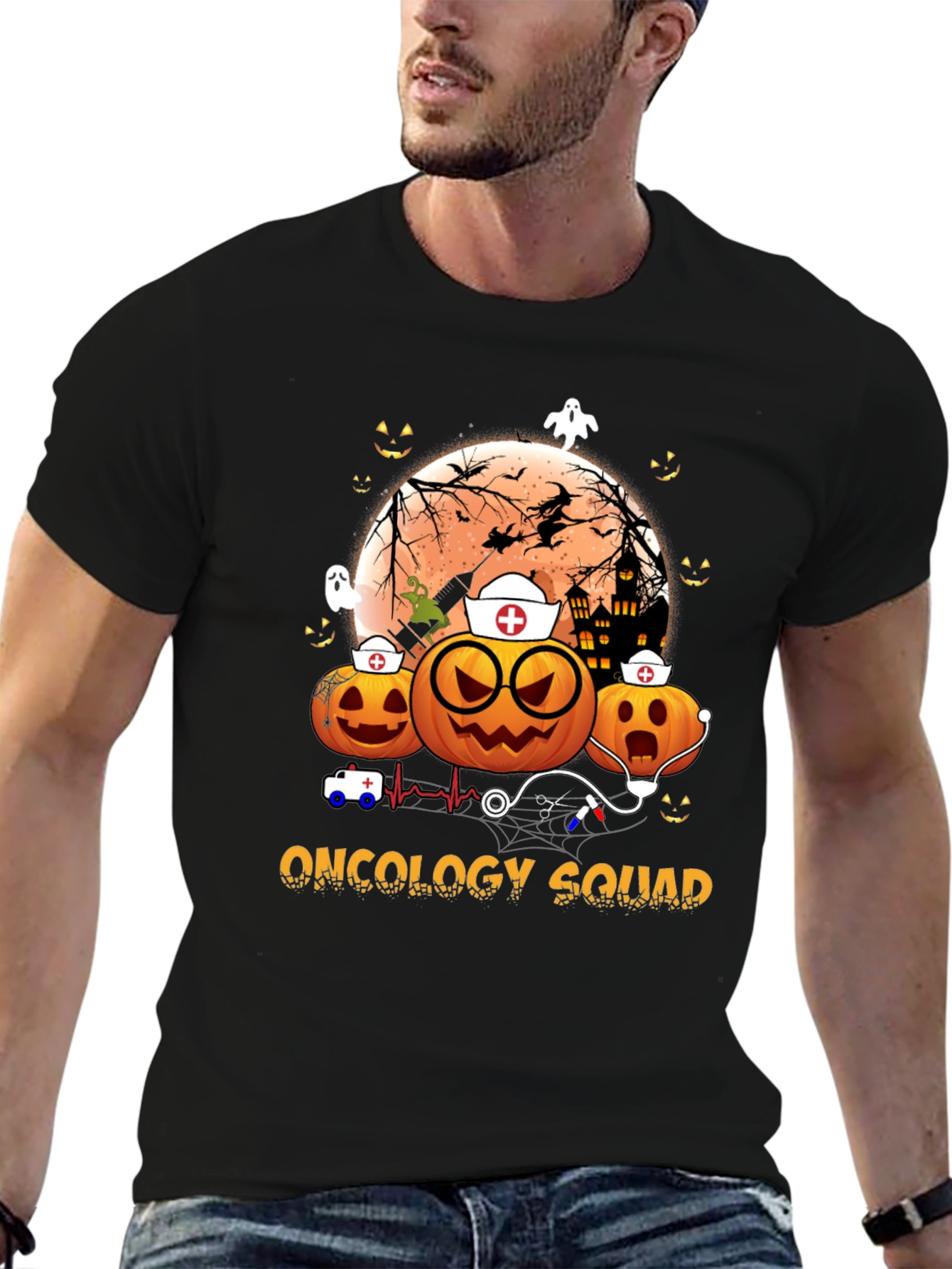 Oncology Squad Halloween Pumpkin Nurse T-Shirt