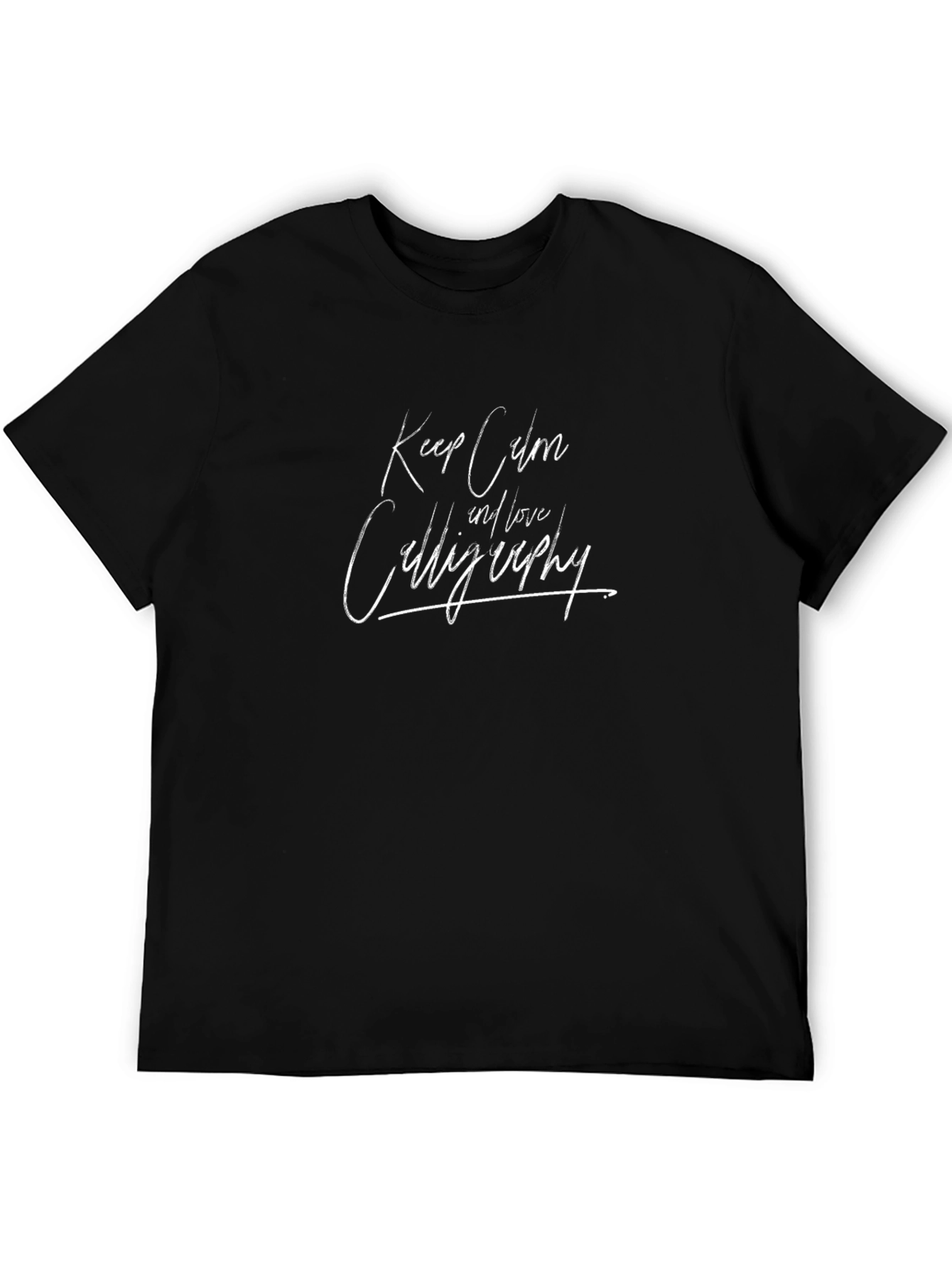 Keep Calm and Love Calligraphy Black T-Shirt