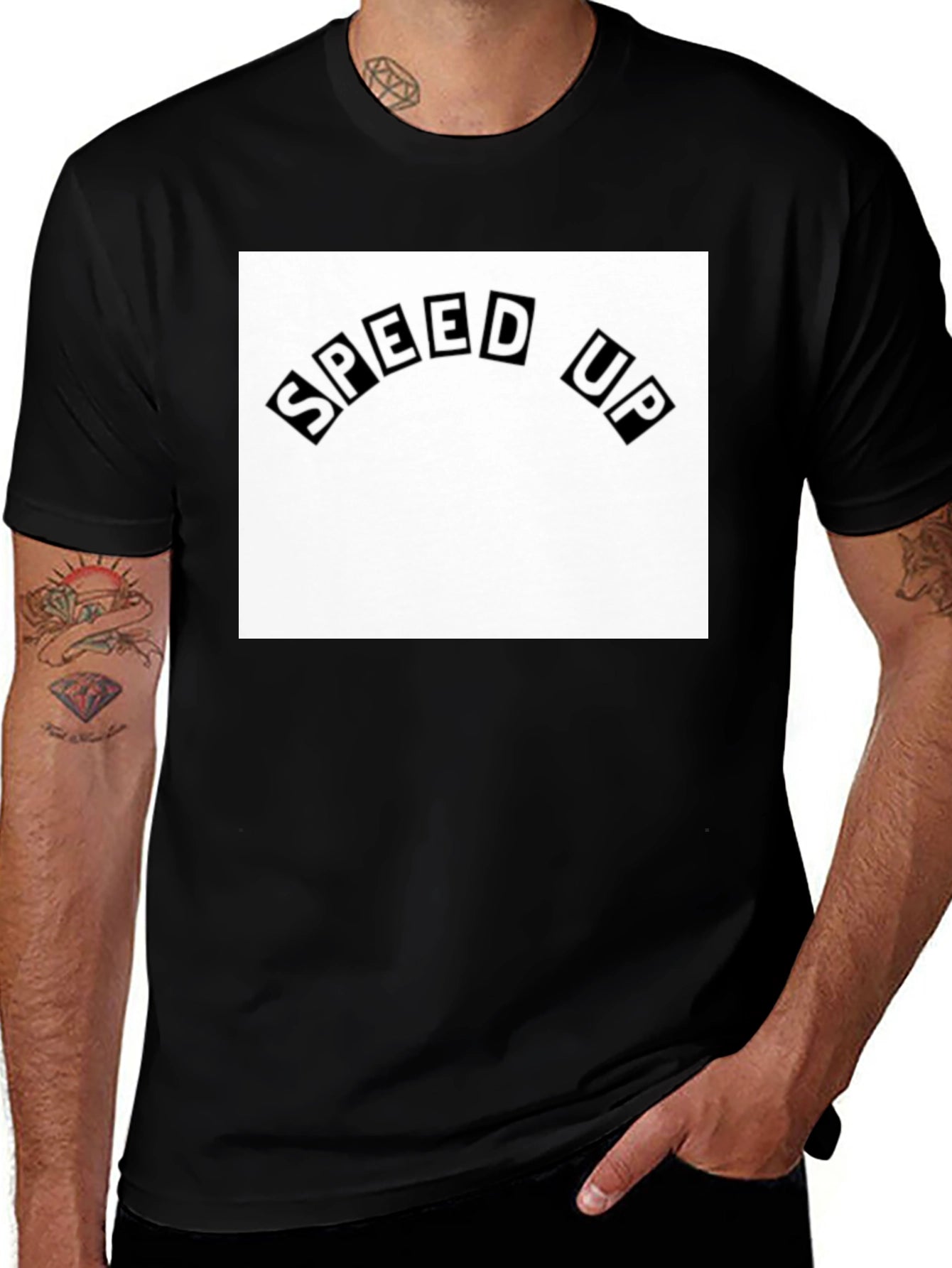 Speed Up Graphic Tee - Black Cotton T-Shirt