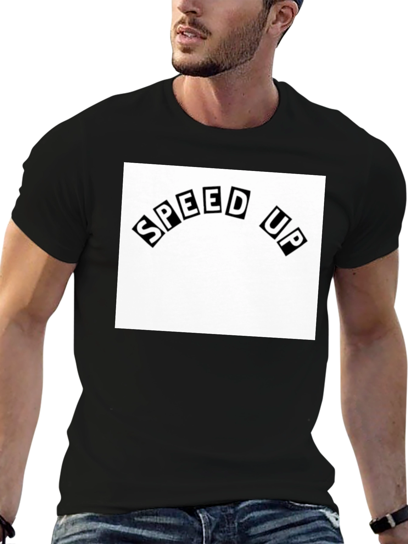 Speed Up Graphic Tee - Black Cotton T-Shirt