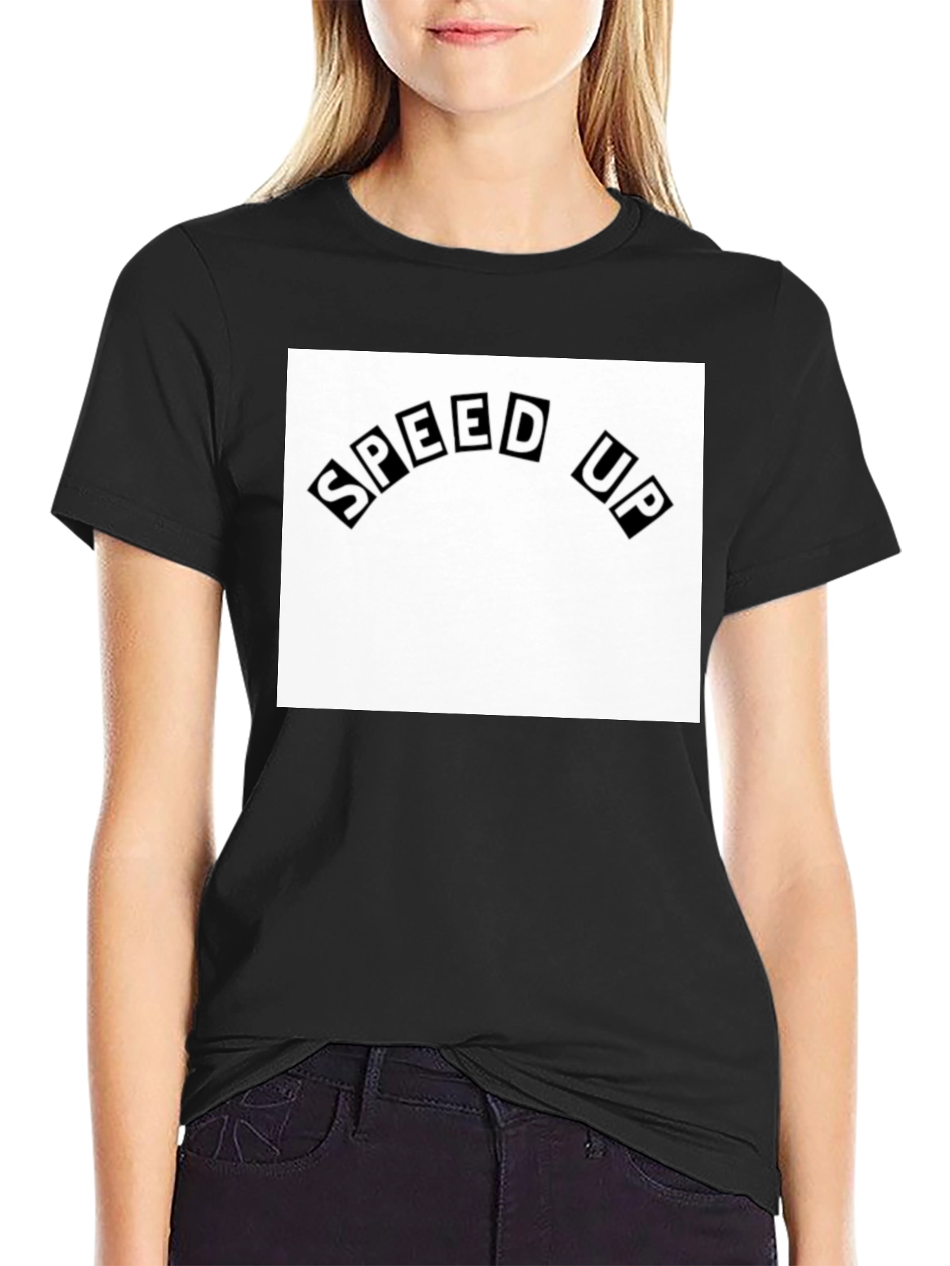 Speed Up Graphic Tee - Black Cotton T-Shirt
