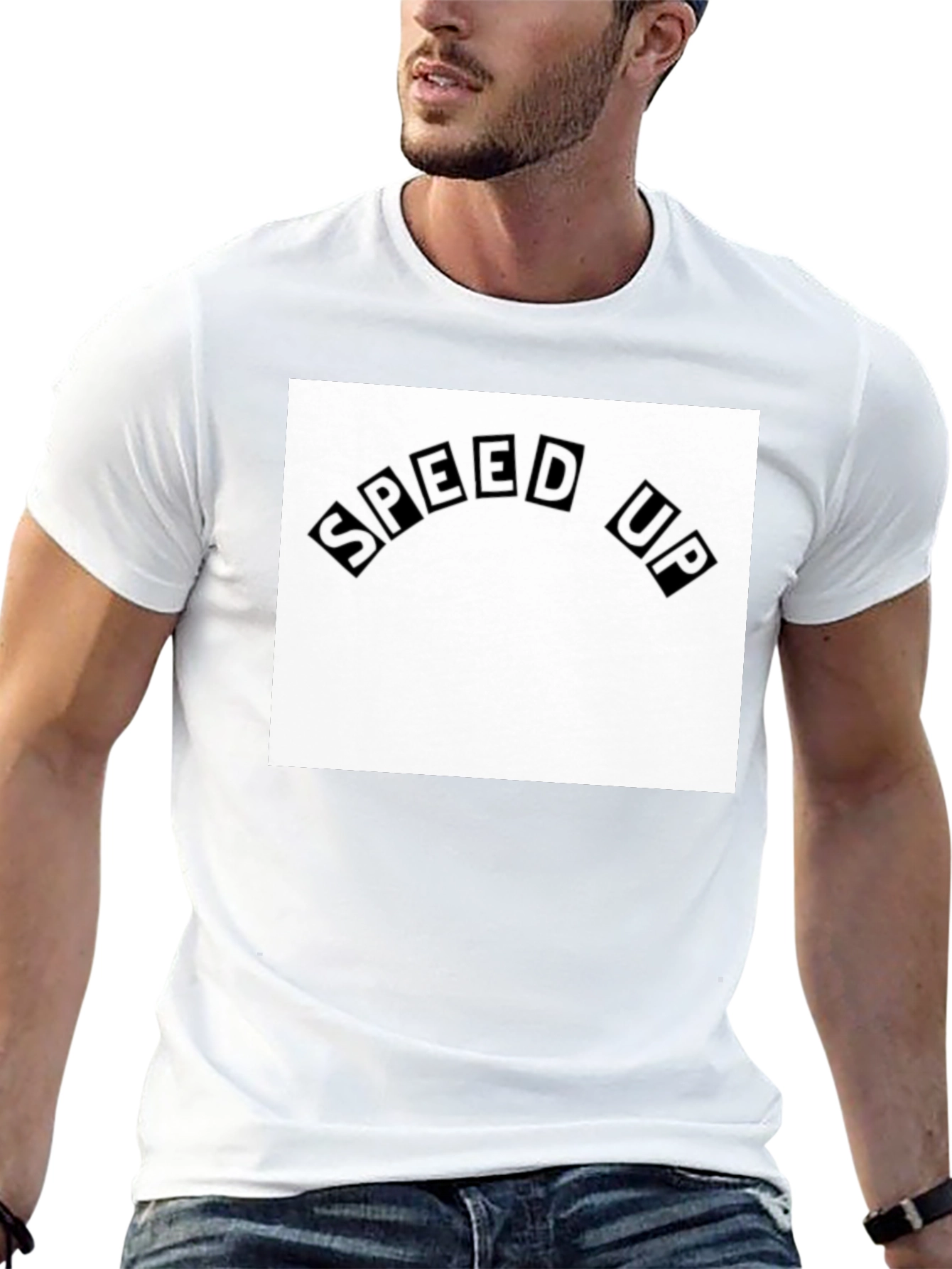 Speed Up Graphic Tee - Black Cotton T-Shirt