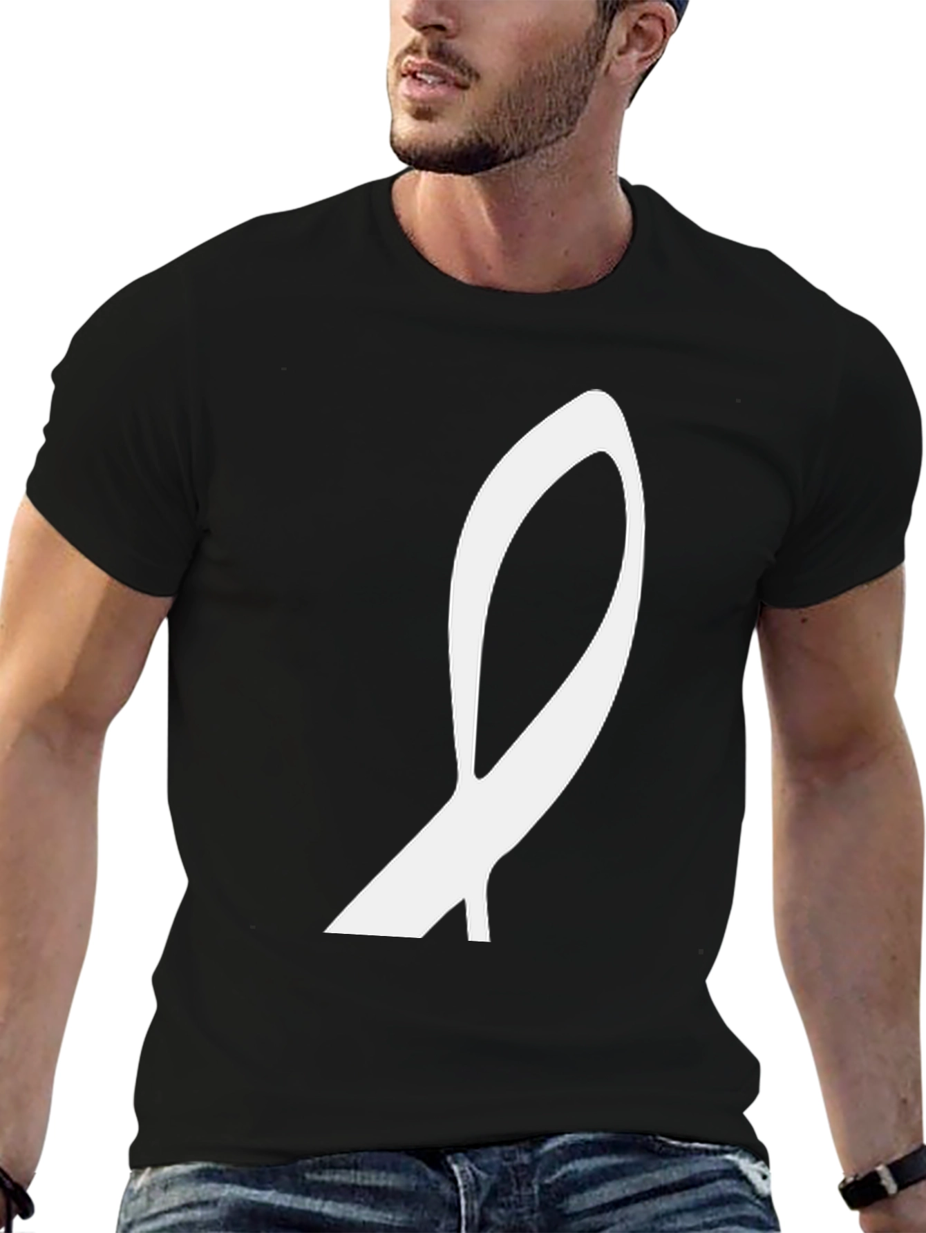 Abstract Symbol Graphic Tee - Black Casual T-Shirt