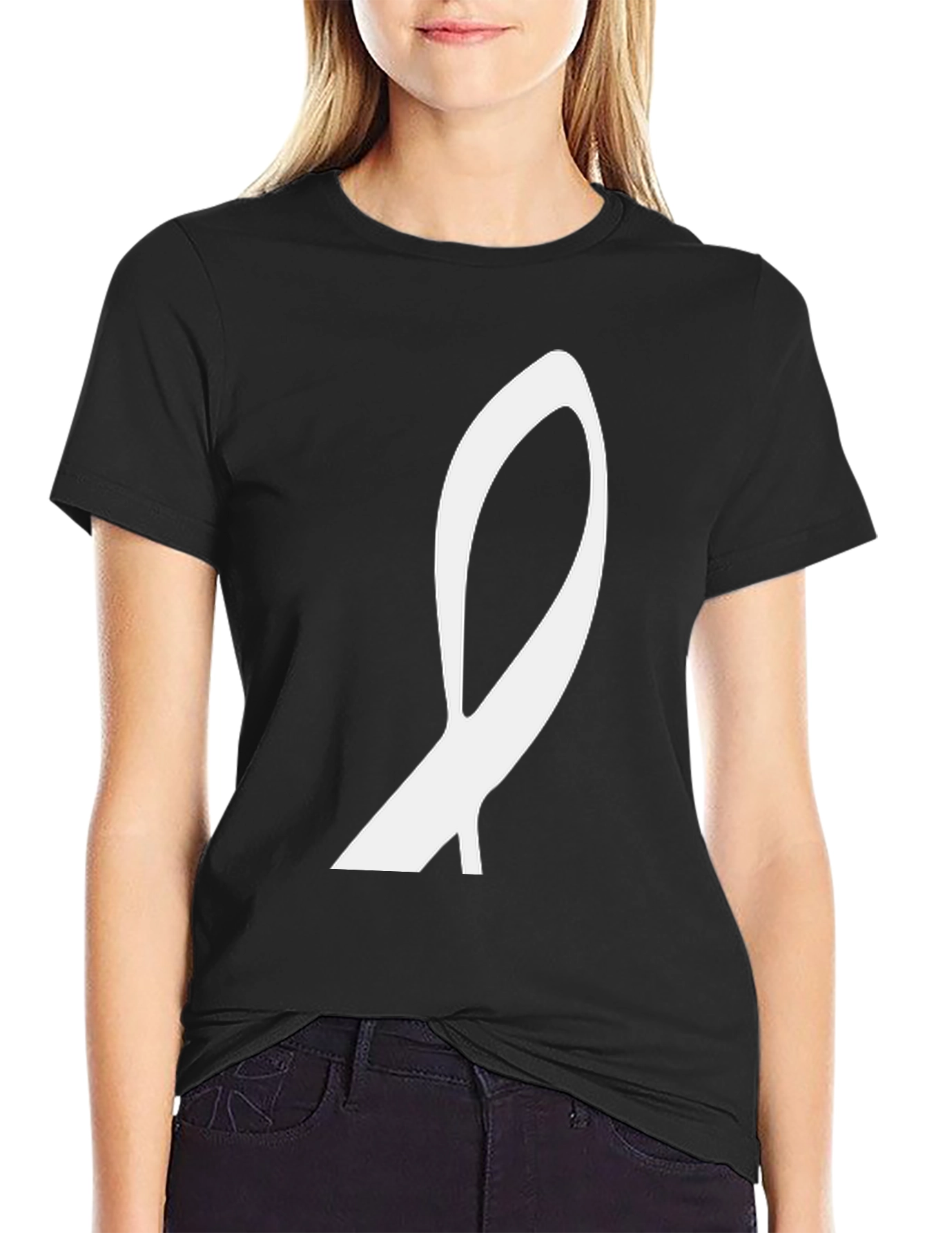 Abstract Symbol Graphic Tee - Black Casual T-Shirt