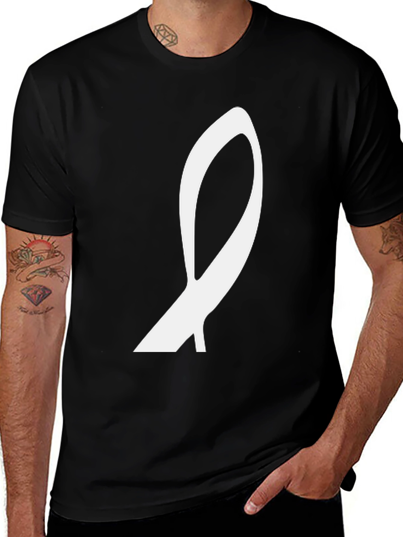 Abstract Symbol Graphic Tee - Black Casual T-Shirt