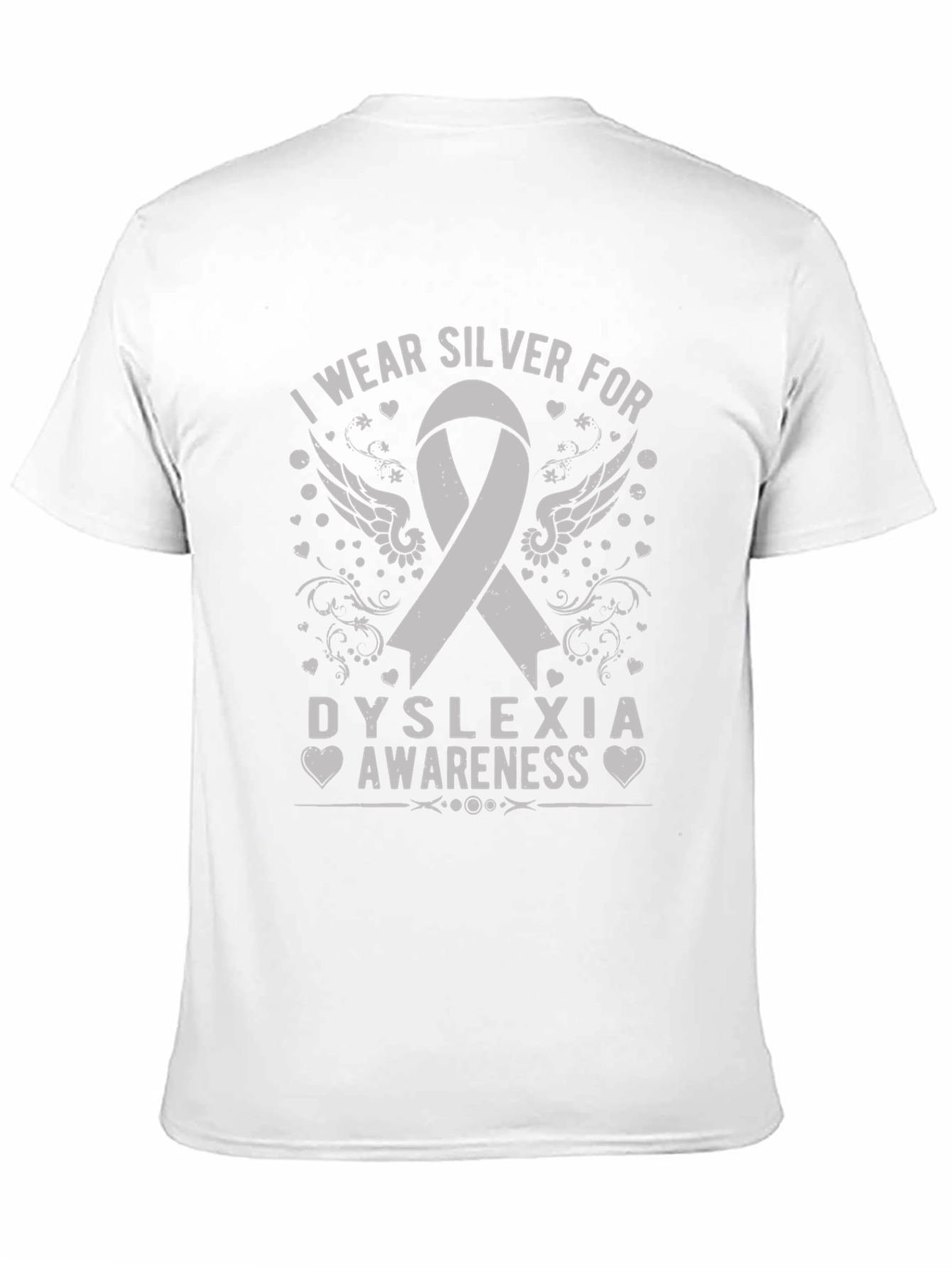 Dyslexia Awareness Silver Ribbon Black Tee