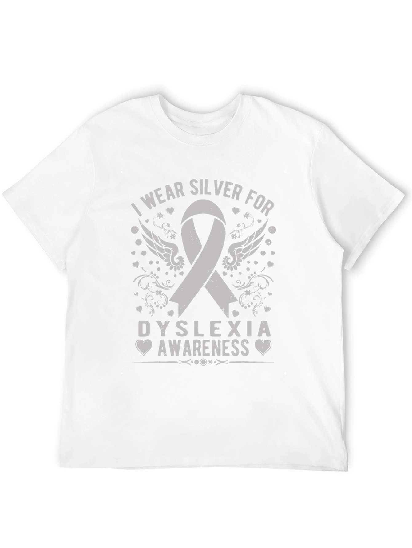Dyslexia Awareness Silver Ribbon Black Tee