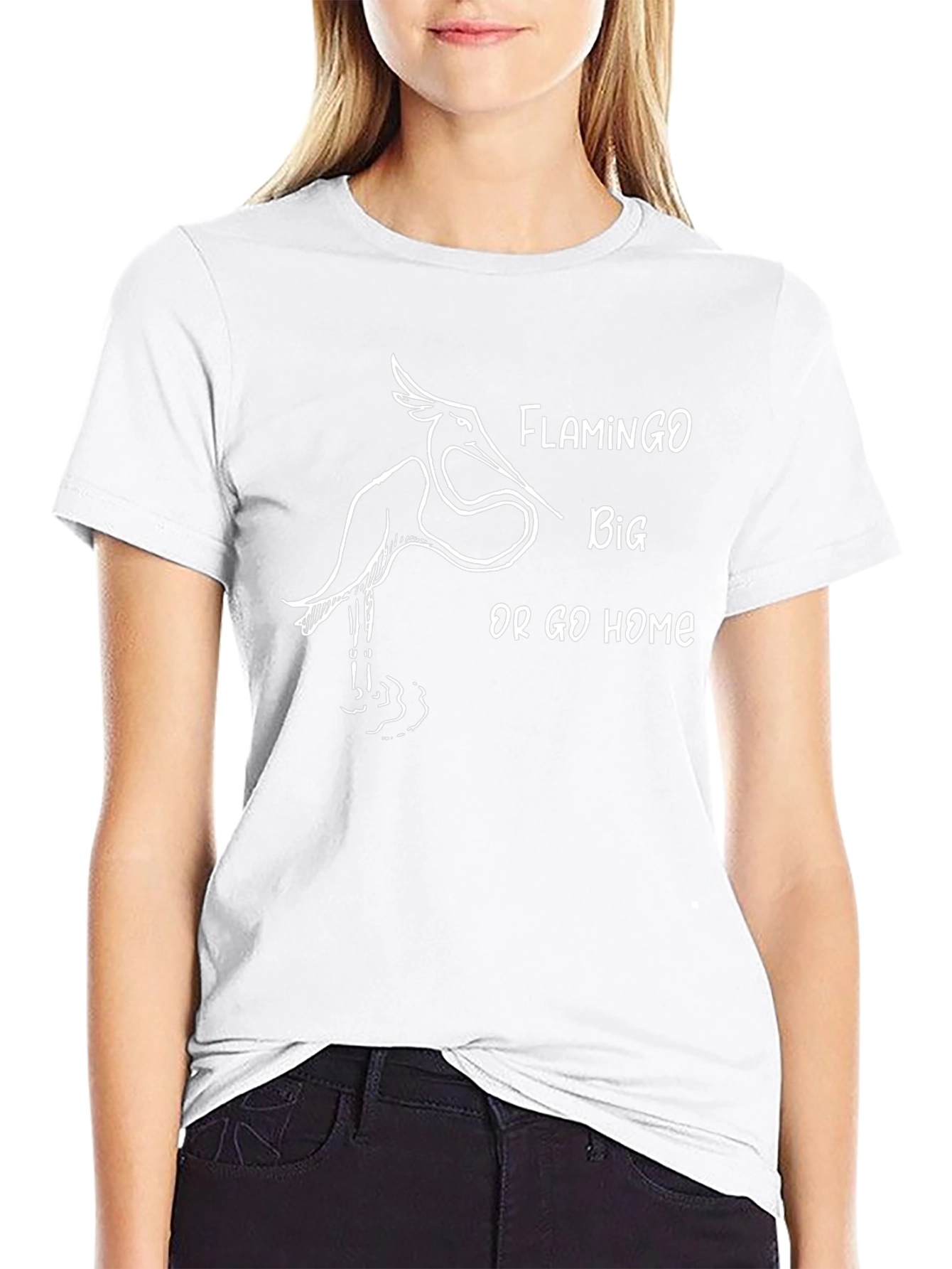 Flamingo Big Or Go Home Black T-Shirt