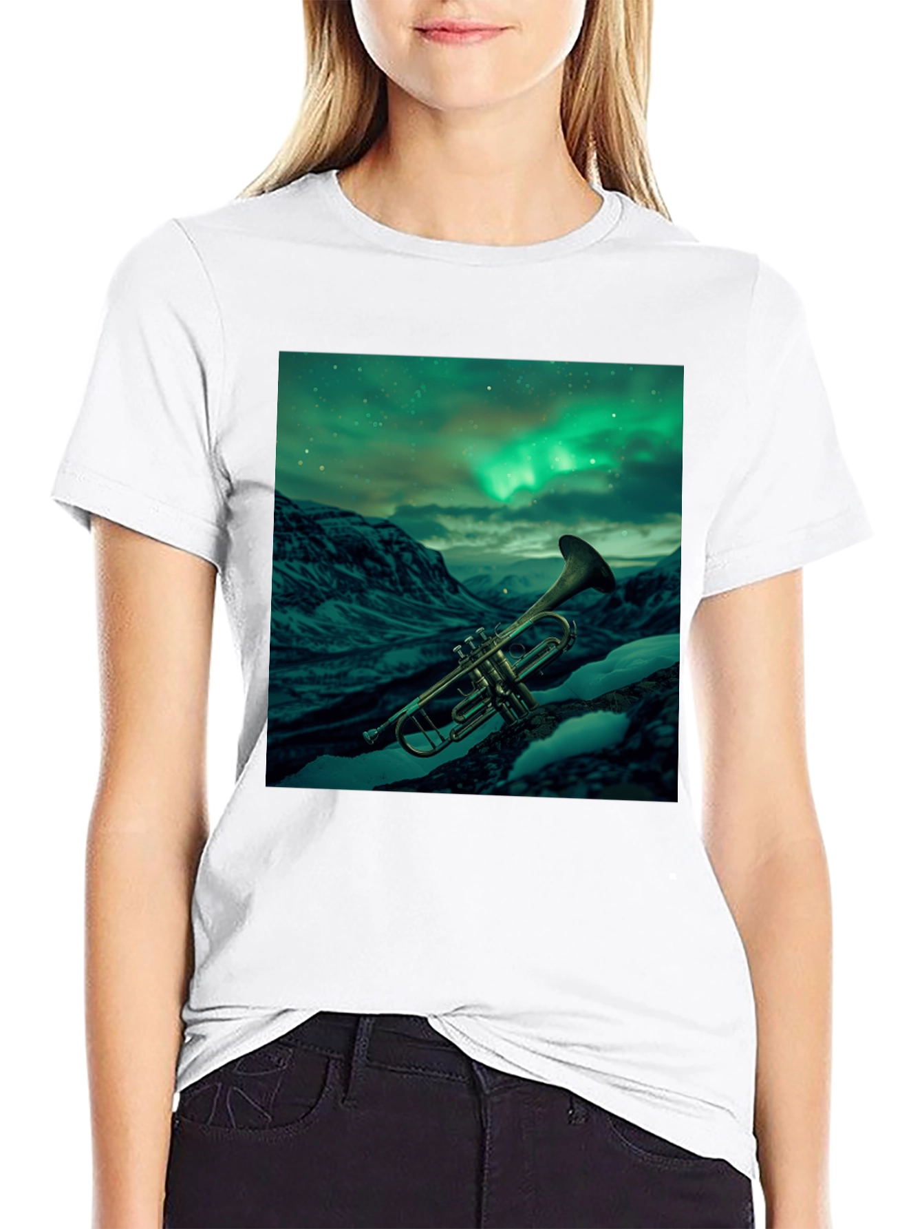 Trumpet Northern Lights Graphic T-Shirt