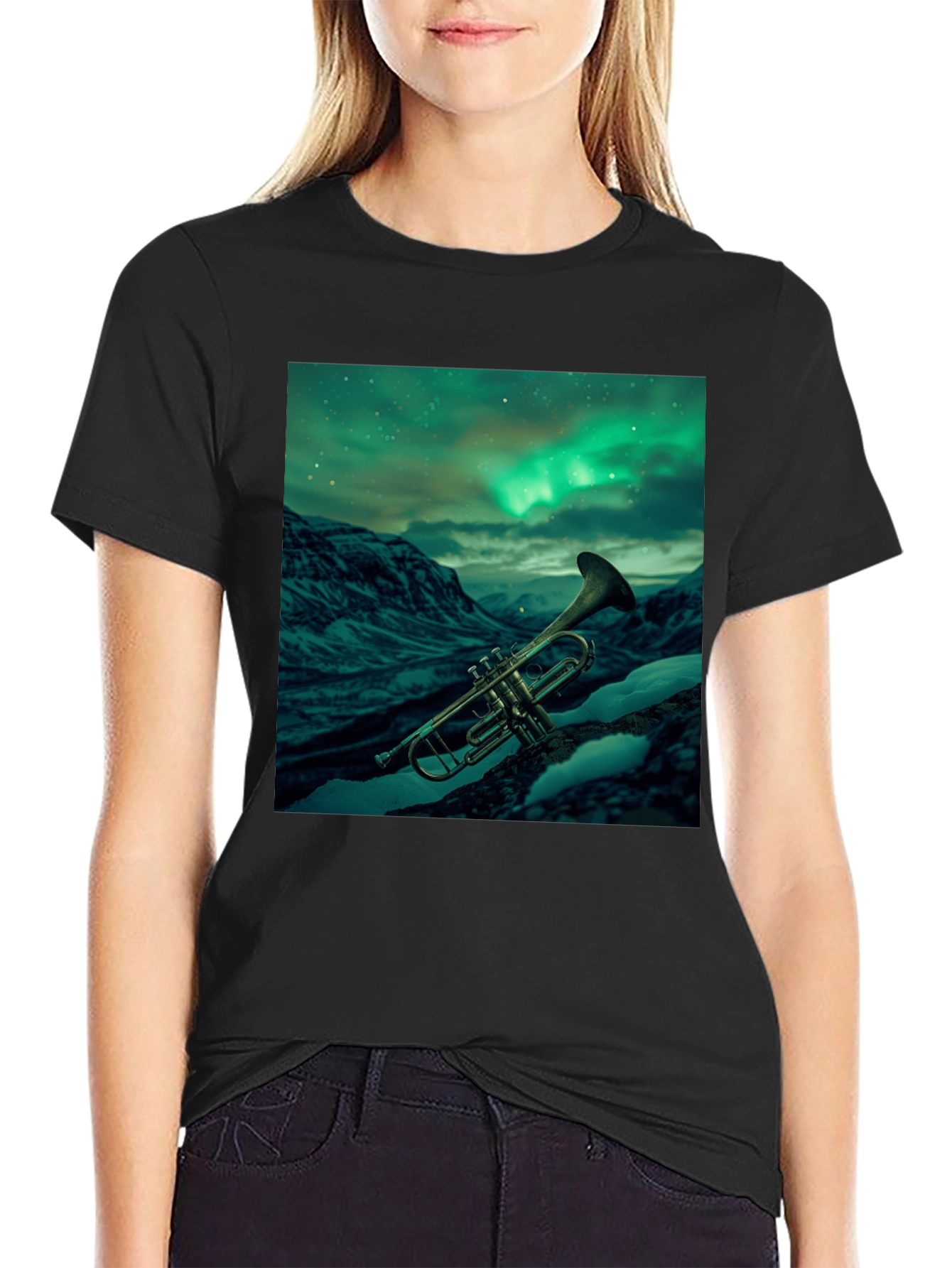 Trumpet Northern Lights Graphic T-Shirt