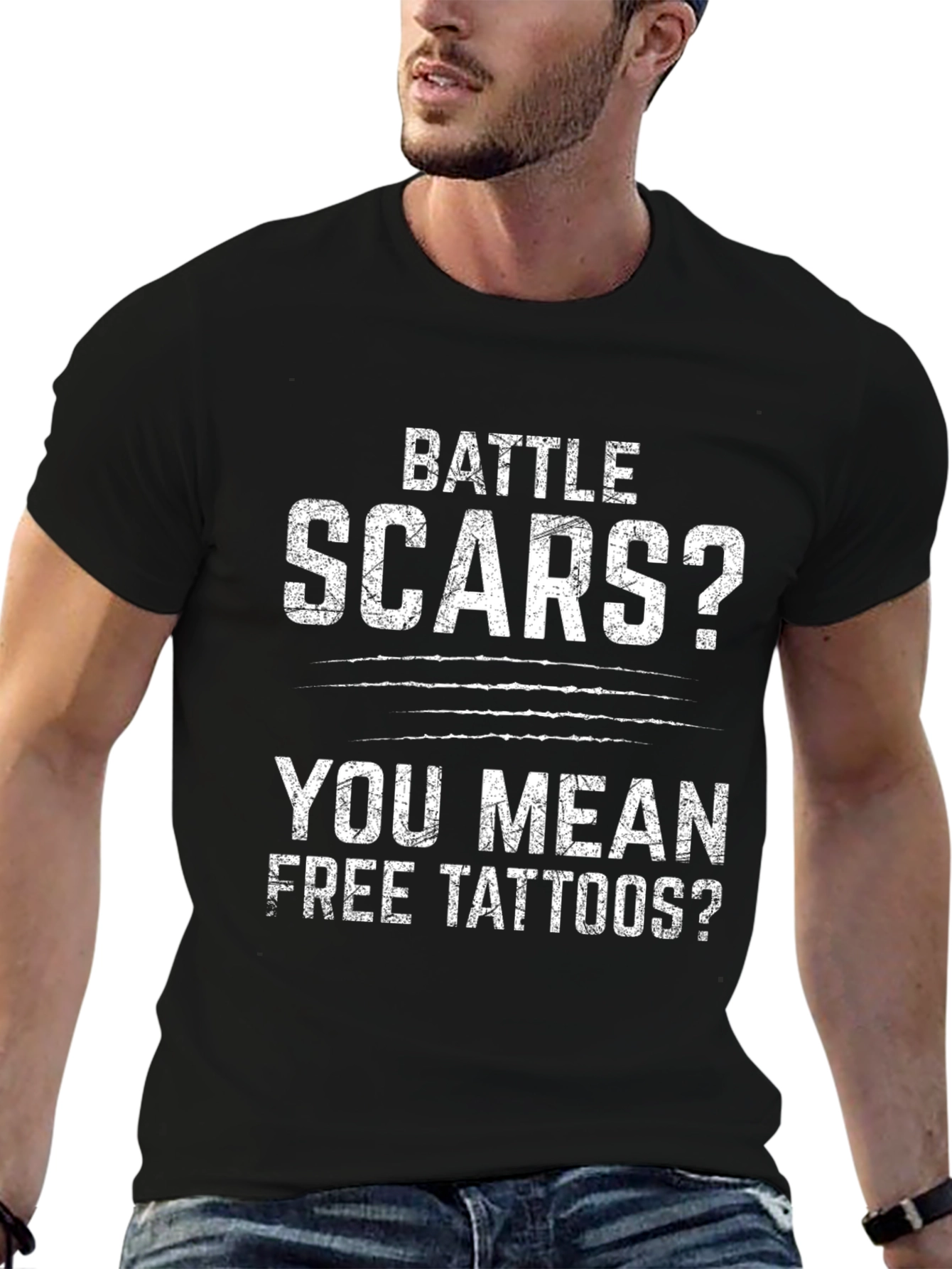 Battle Scars? Free Tattoos T-Shirt - Black