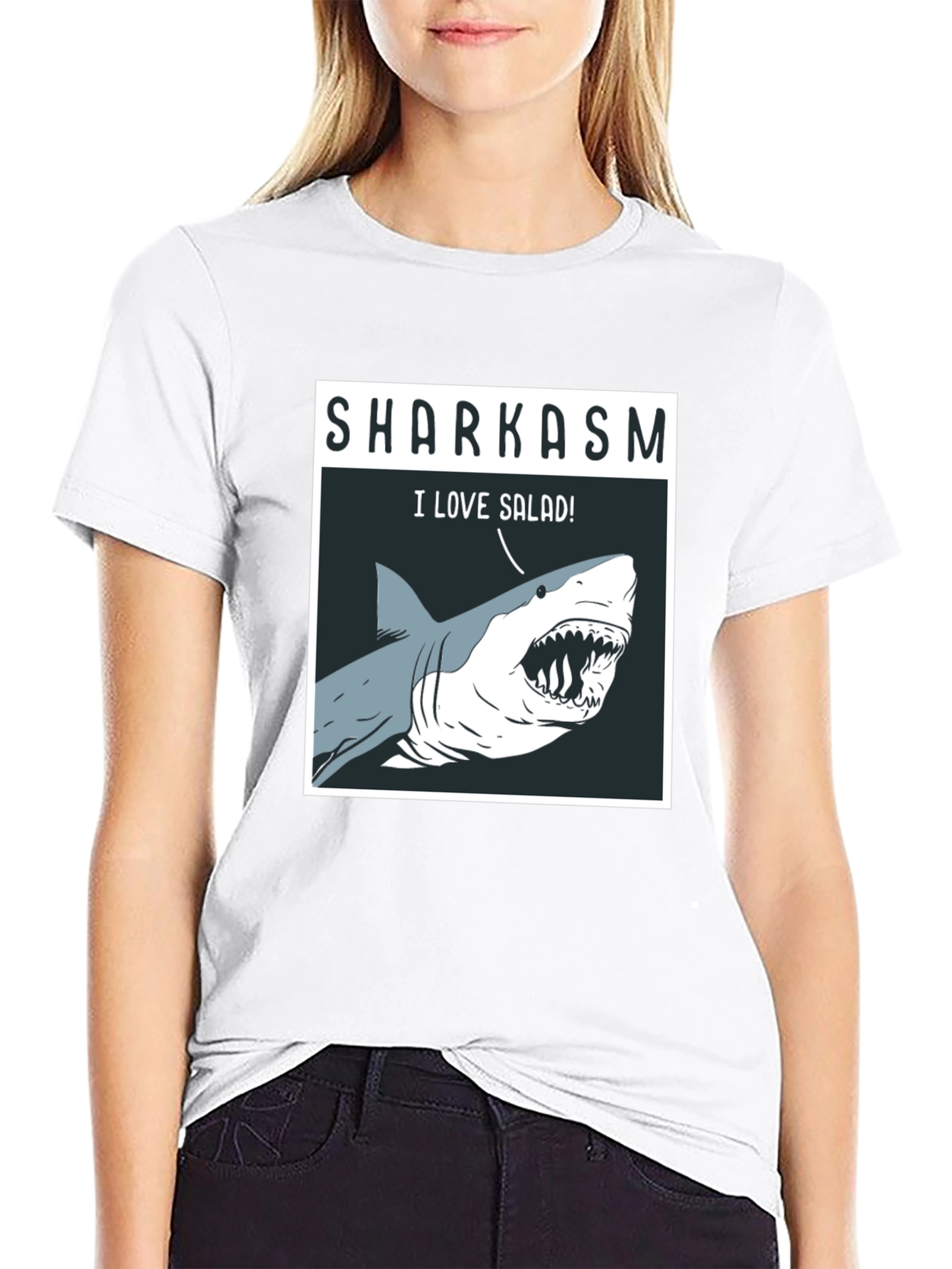 Sharkasm T-Shirt: I Love Salad! Funny Shark Tee