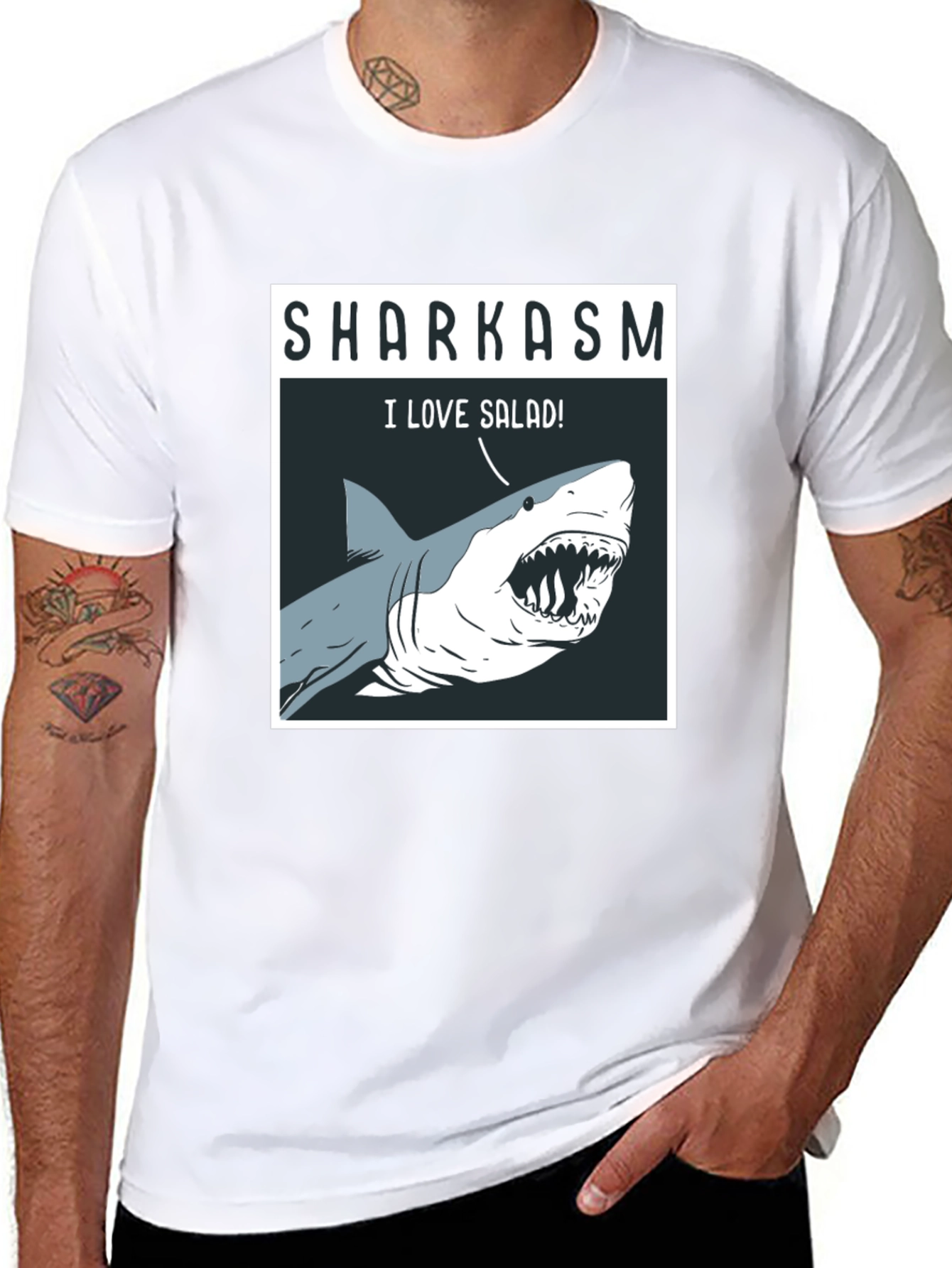 Sharkasm T-Shirt: I Love Salad! Funny Shark Tee