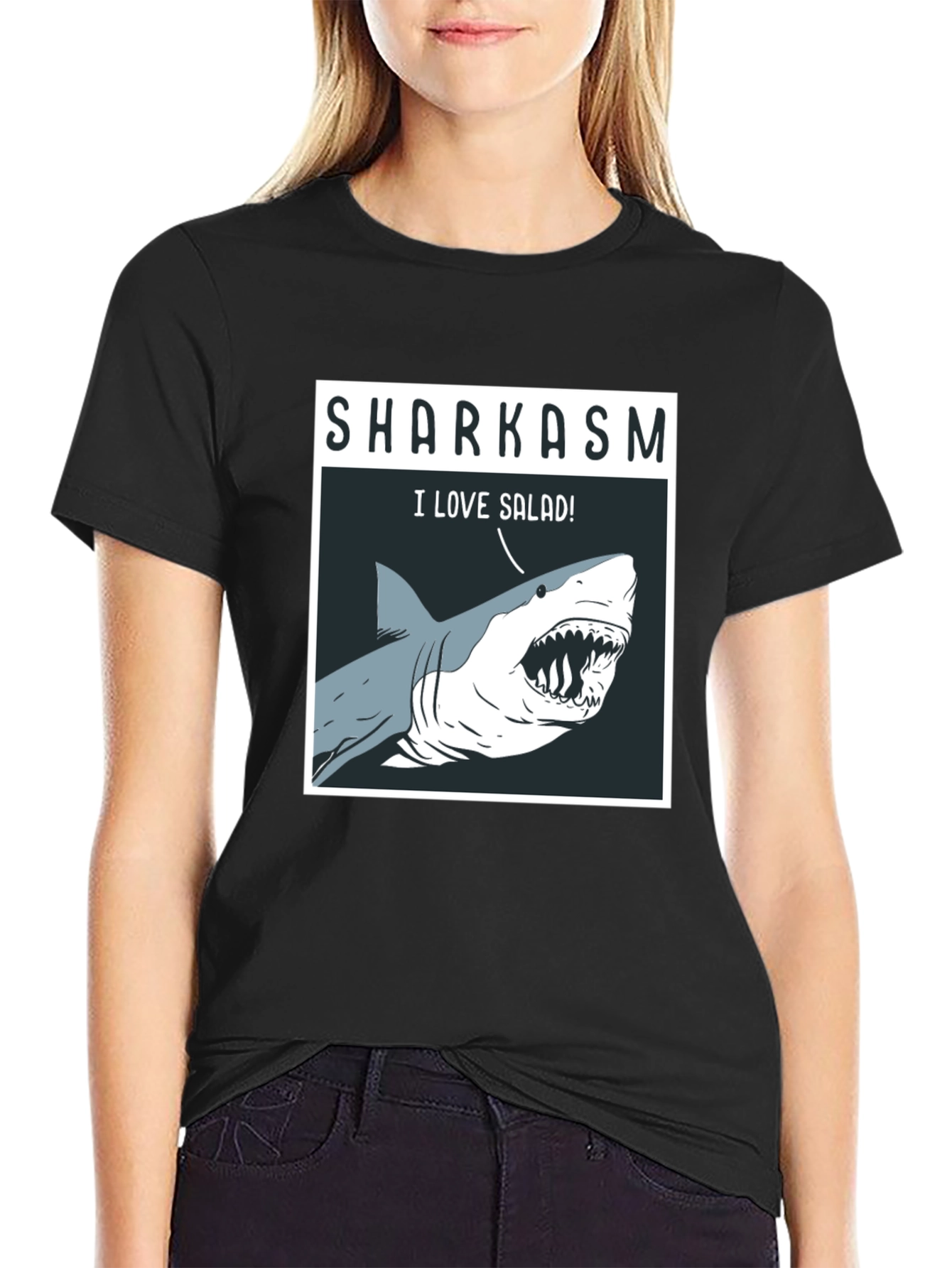 Sharkasm T-Shirt: I Love Salad! Funny Shark Tee