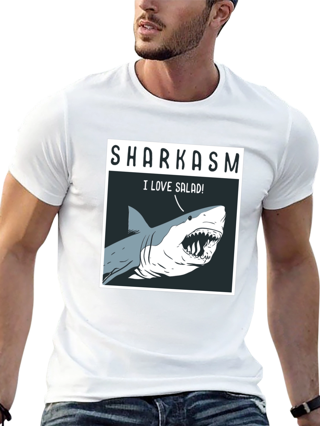 Sharkasm T-Shirt: I Love Salad! Funny Shark Tee