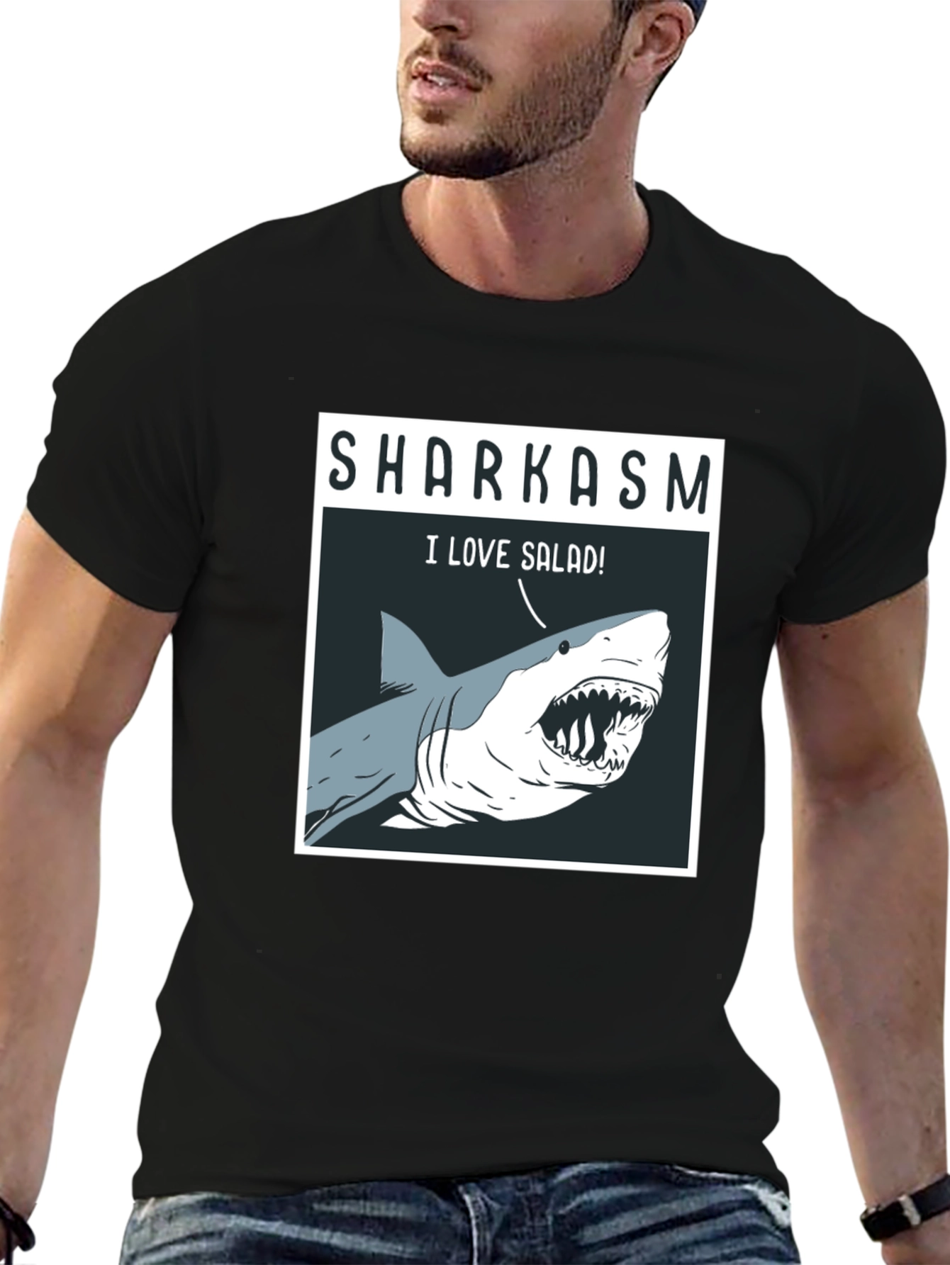 Sharkasm T-Shirt: I Love Salad! Funny Shark Tee