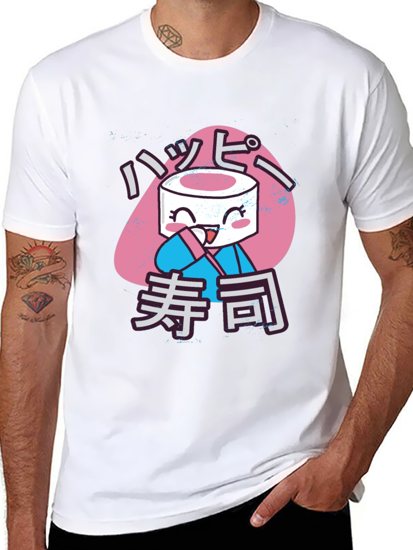 Happy Sushi Graphic Tee - Anime Inspired