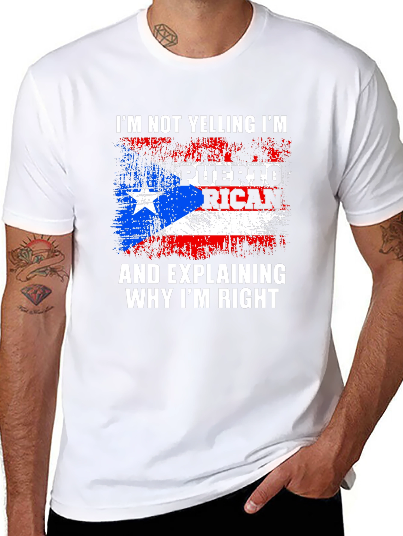 Puerto Rican Flag Graphic Tee - Im Not Yelling