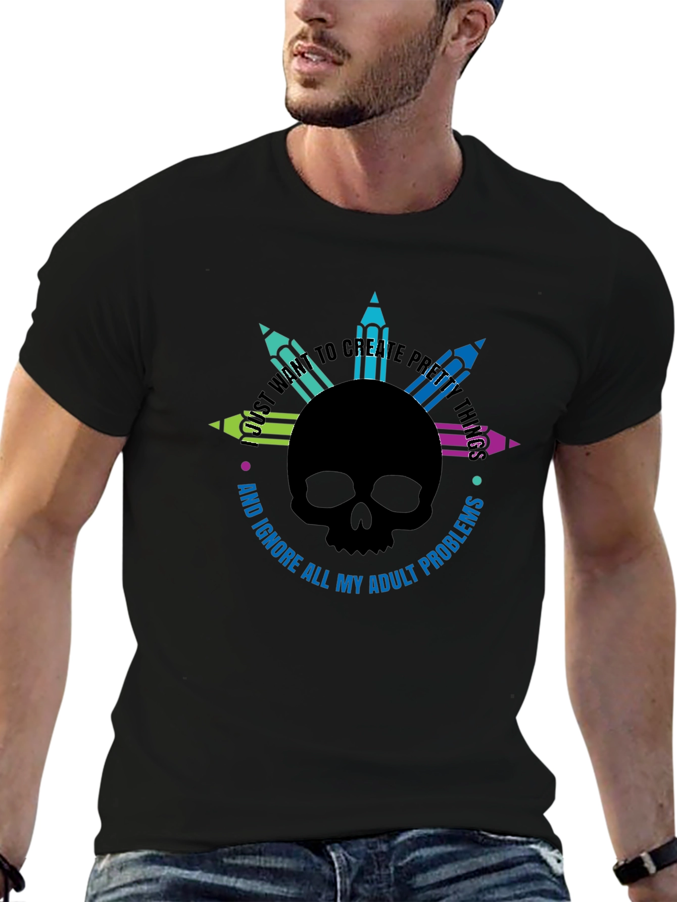 Skull & Pencils Graphic T-Shirt - Create Pretty Things