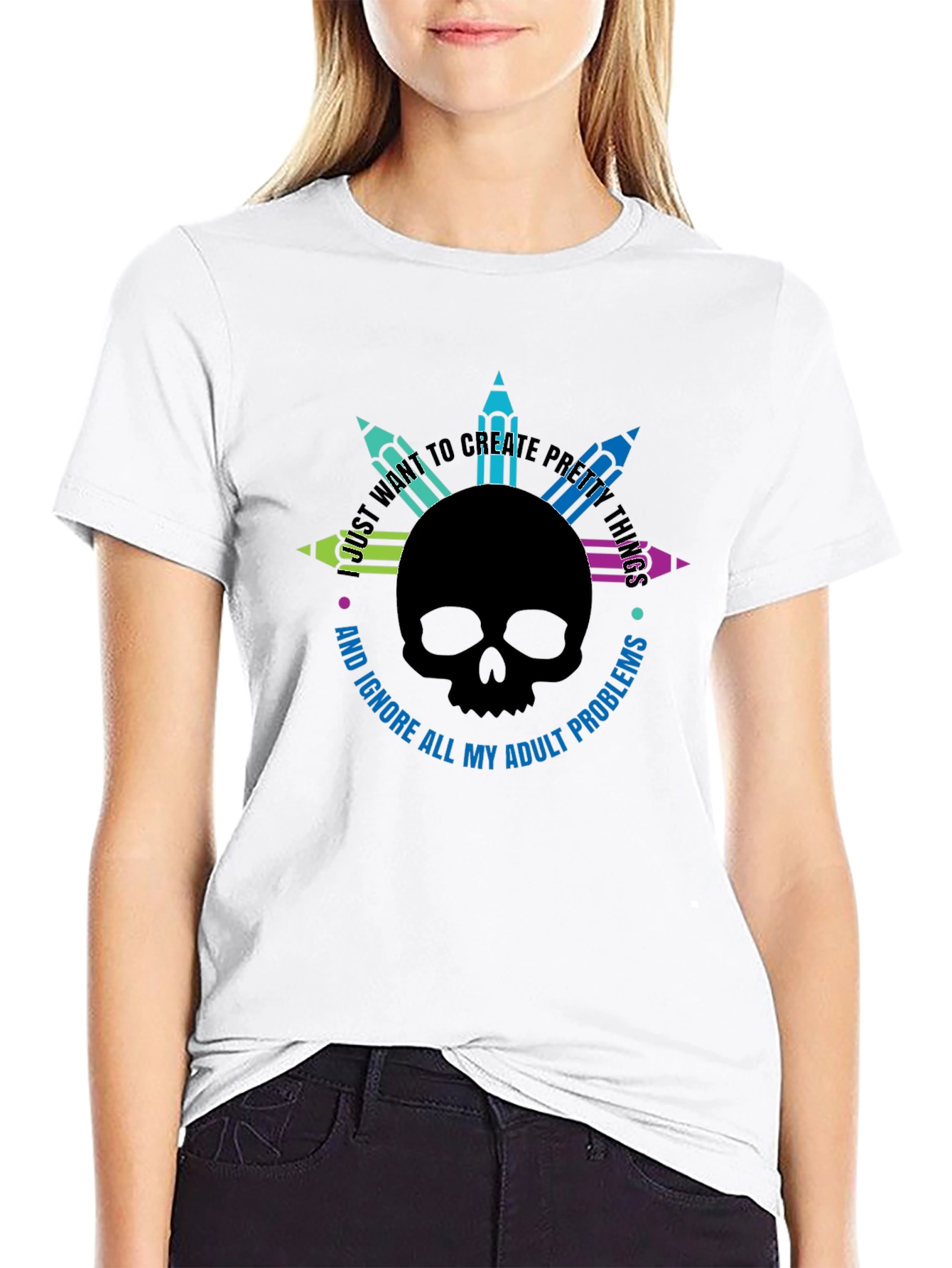 Skull & Pencils Graphic T-Shirt - Create Pretty Things
