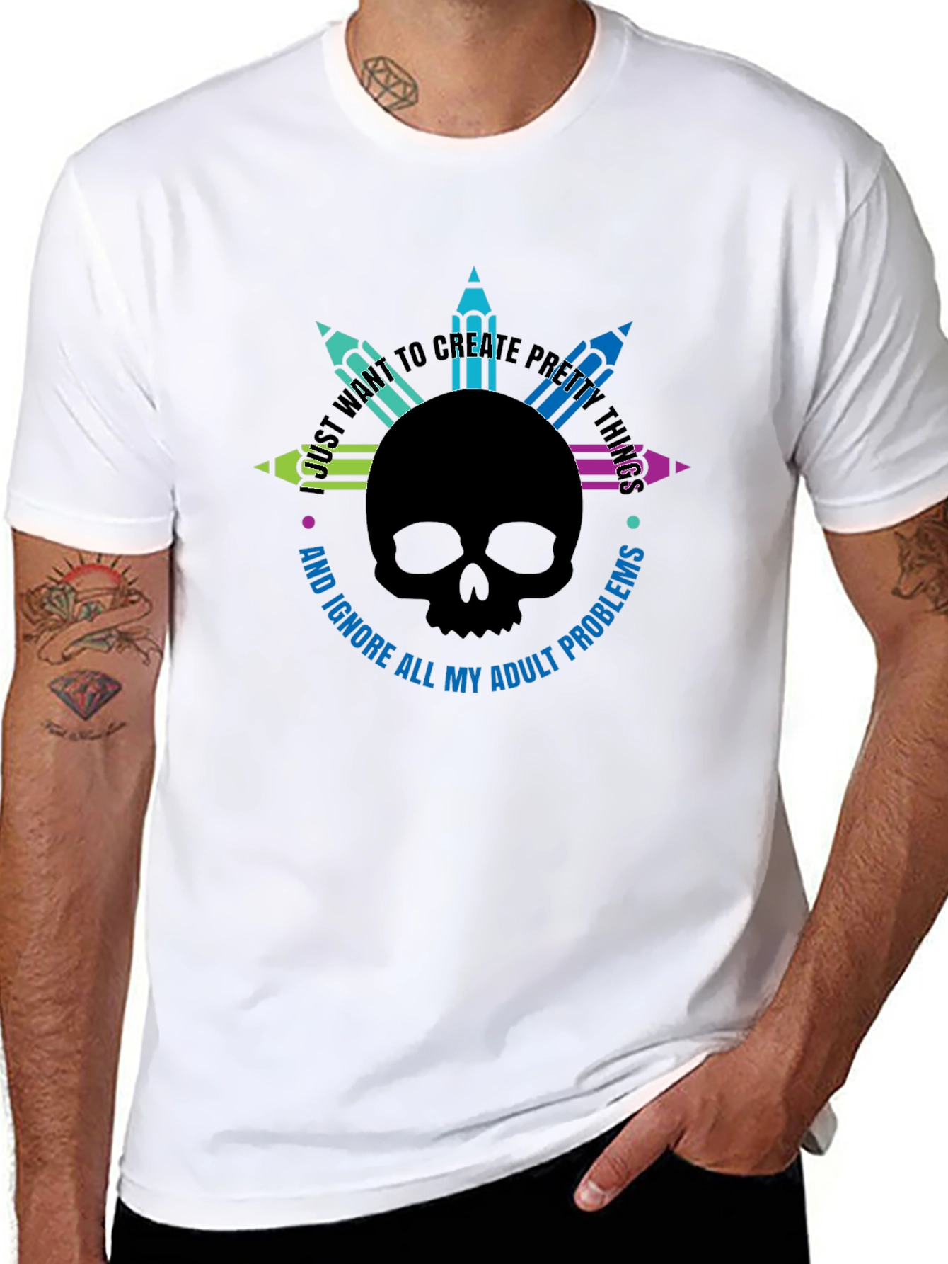 Skull & Pencils Graphic T-Shirt - Create Pretty Things