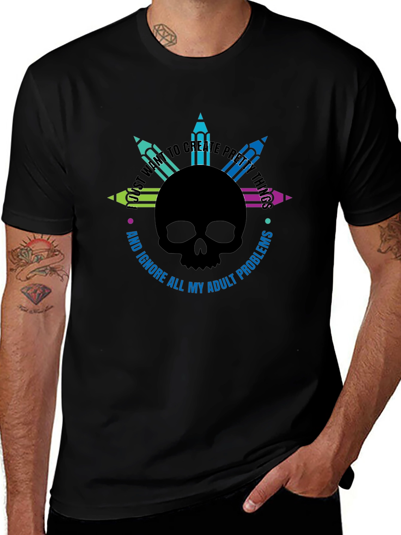 Skull & Pencils Graphic T-Shirt - Create Pretty Things