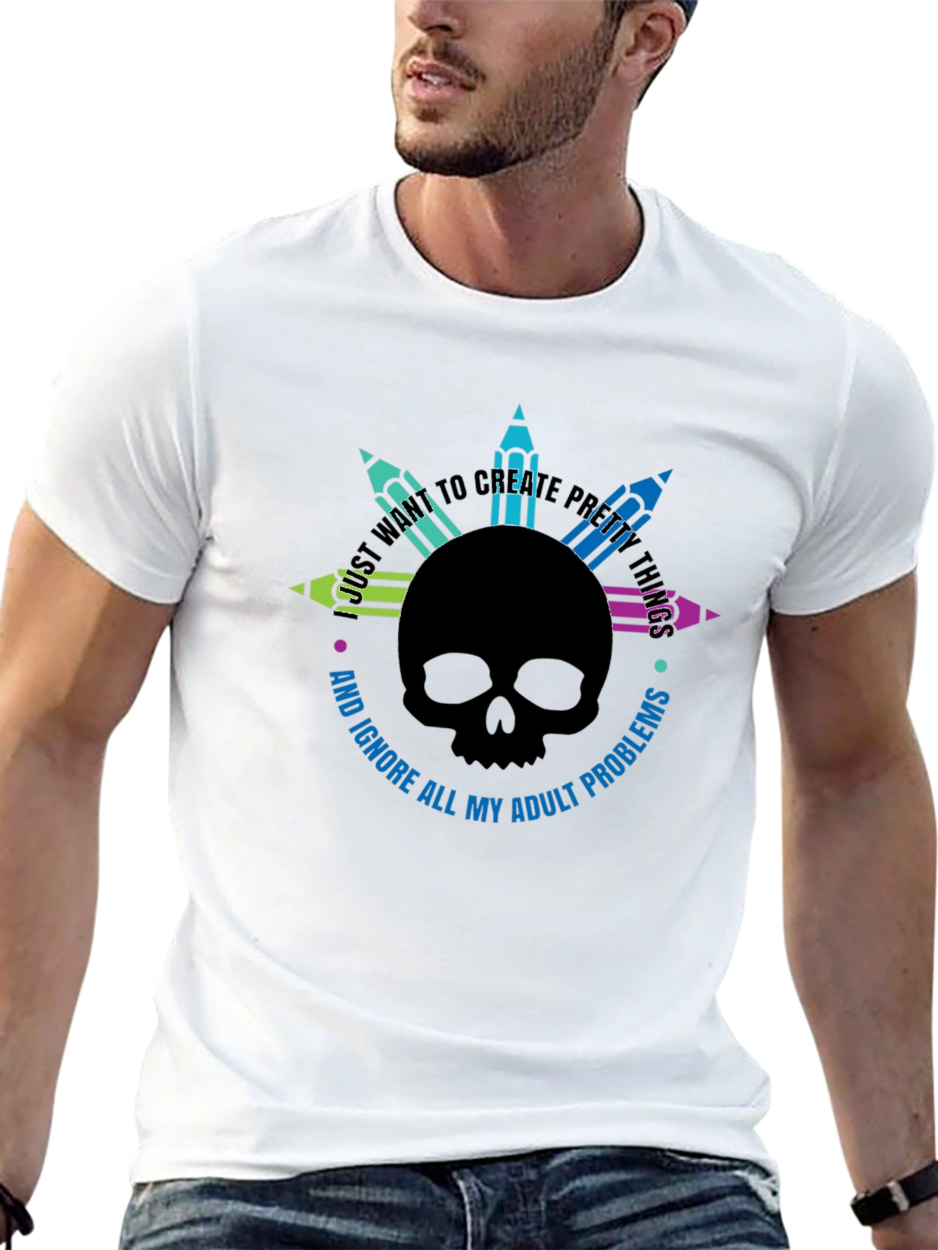Skull & Pencils Graphic T-Shirt - Create Pretty Things