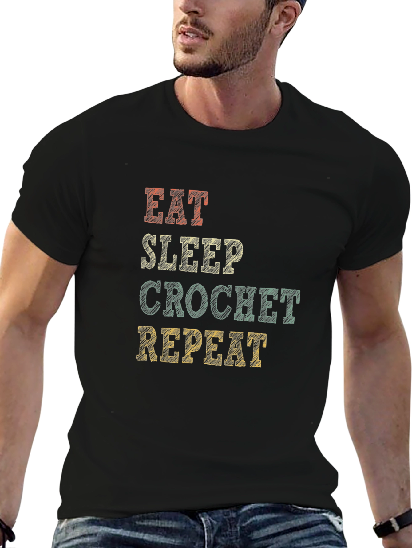 Eat Sleep Crochet Repeat Graphic Tee