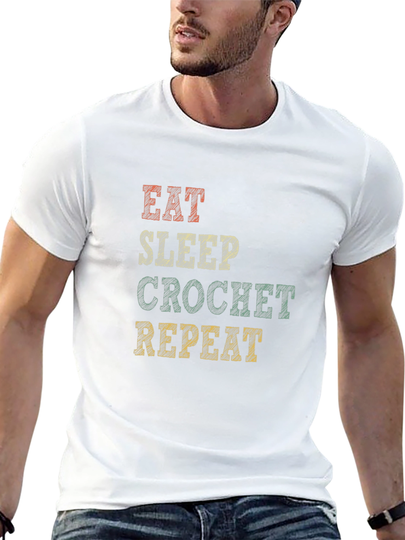 Eat Sleep Crochet Repeat Graphic Tee